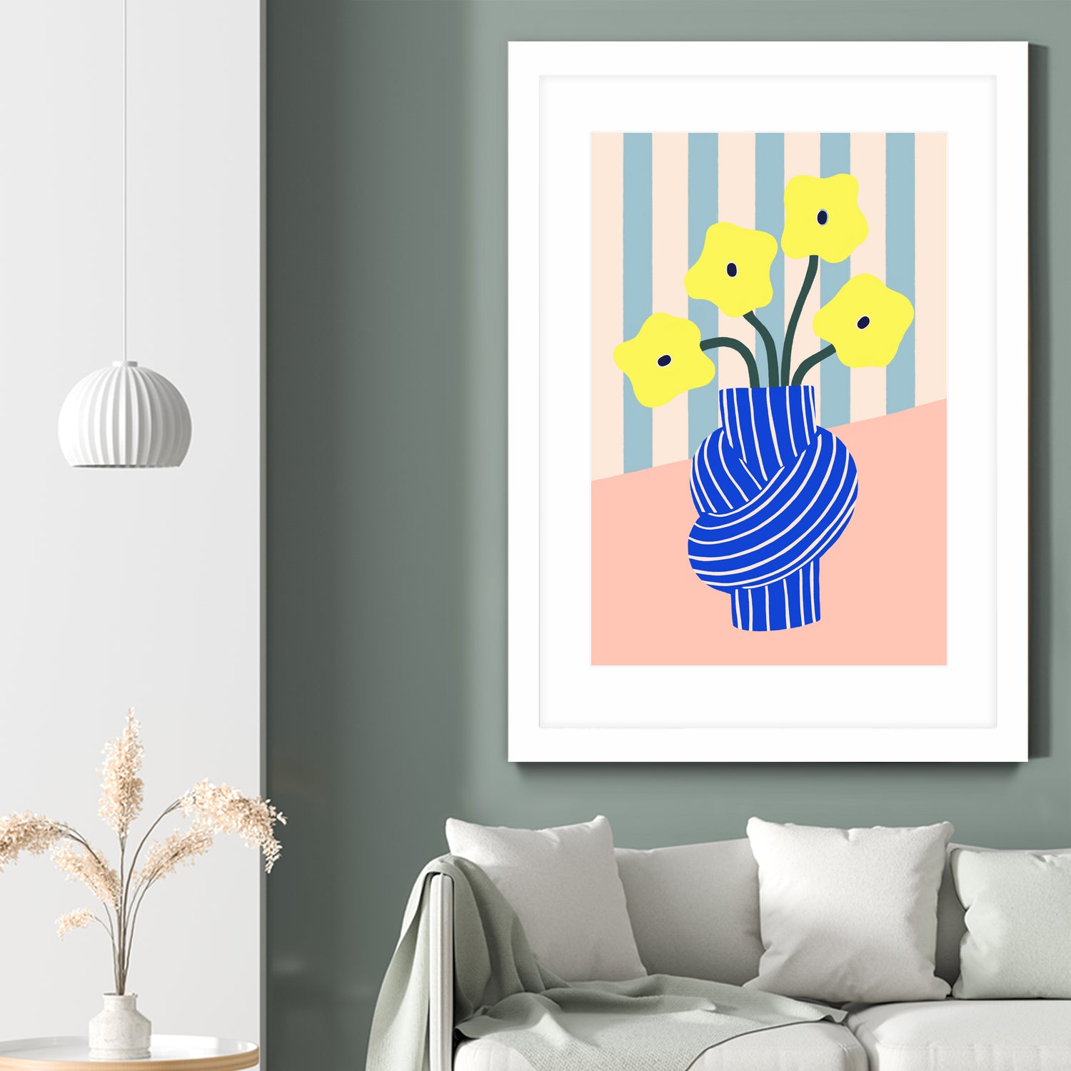 Flowers in Blue Knotted Vase by Maren Gross on GIANT ART - potted flower flowers and plants potted flower