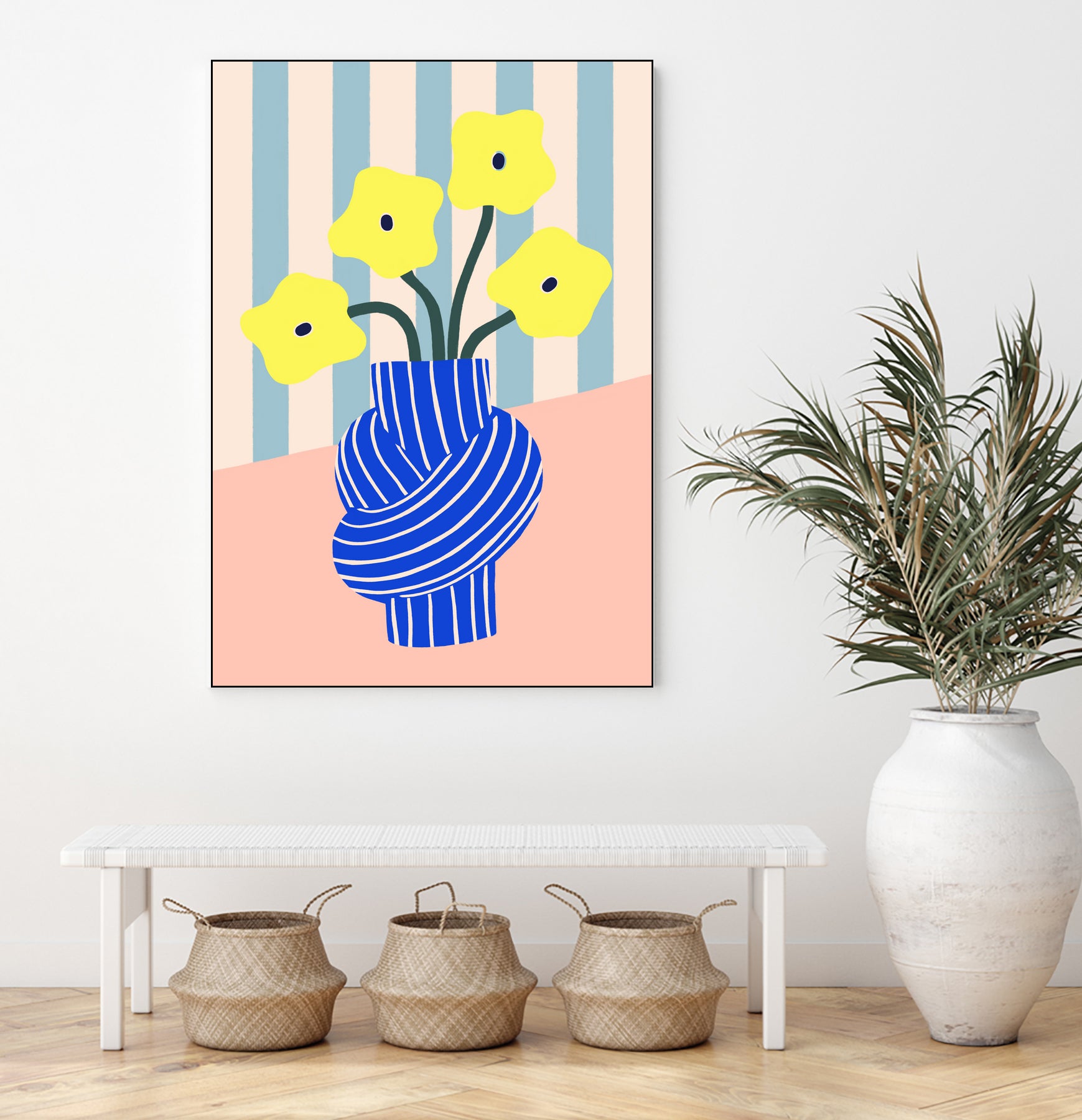 Flowers in Blue Knotted Vase by Maren Gross on GIANT ART - potted flower flowers and plants potted flower
