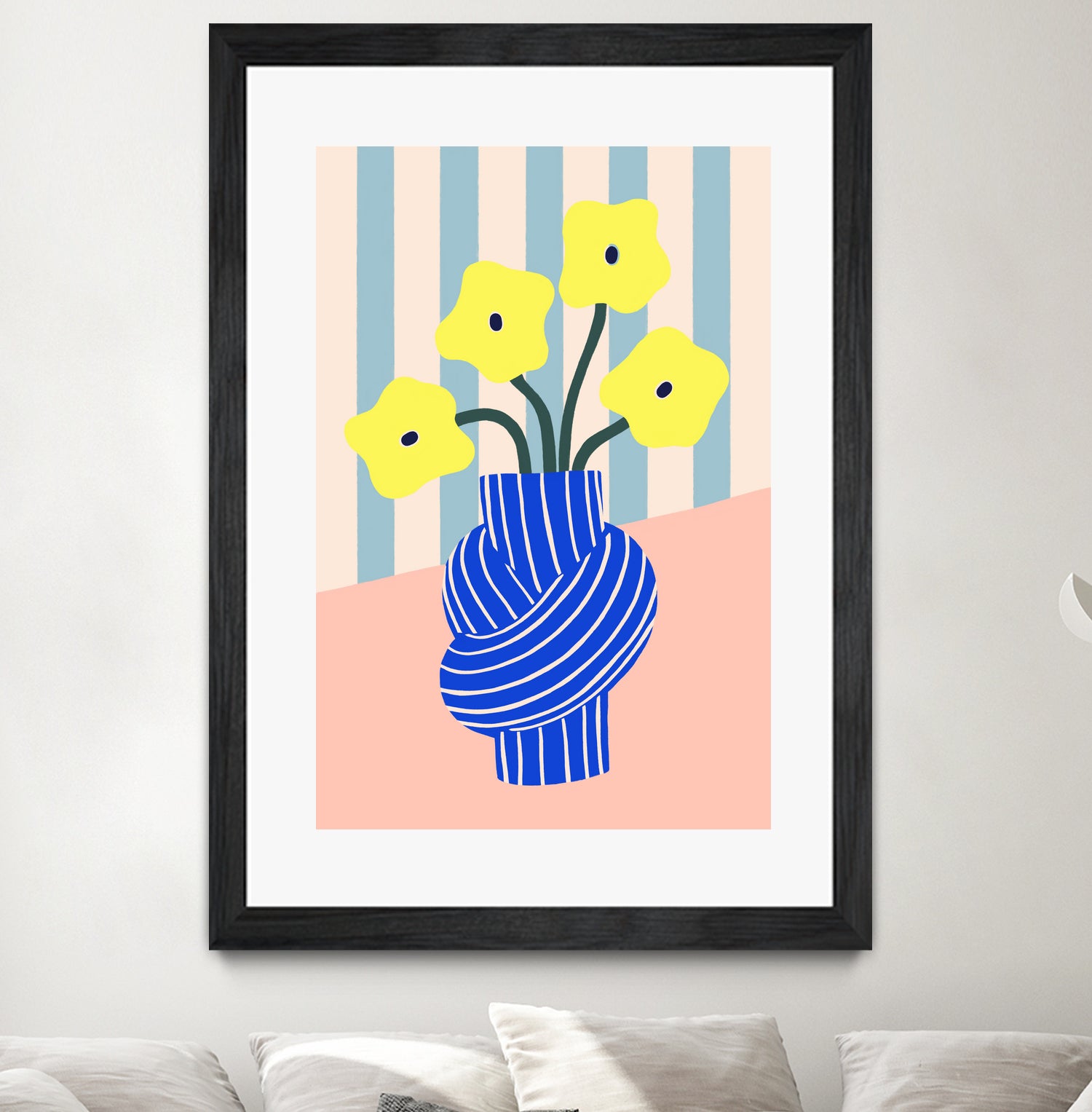 Flowers in Blue Knotted Vase by Maren Gross on GIANT ART - potted flower flowers and plants potted flower