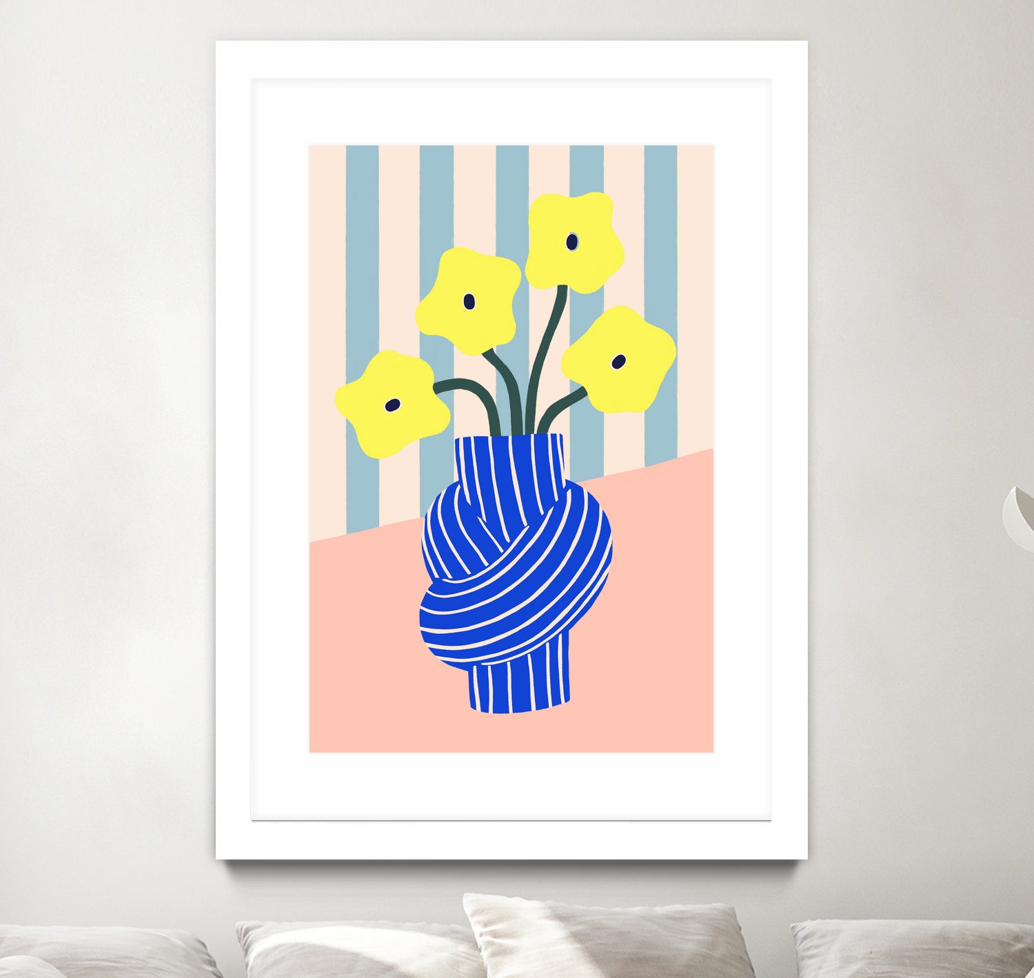 Flowers in Blue Knotted Vase by Maren Gross on GIANT ART - potted flower flowers and plants potted flower