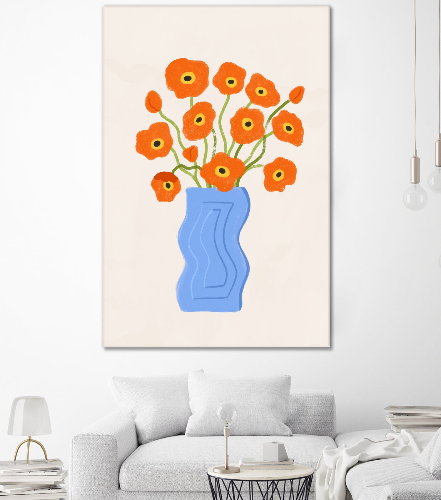 Poppies In Blue Vase by Katarzyna Gąsiorowska on GIANT ART - modern floral artwork flowers and plants modern floral artwork