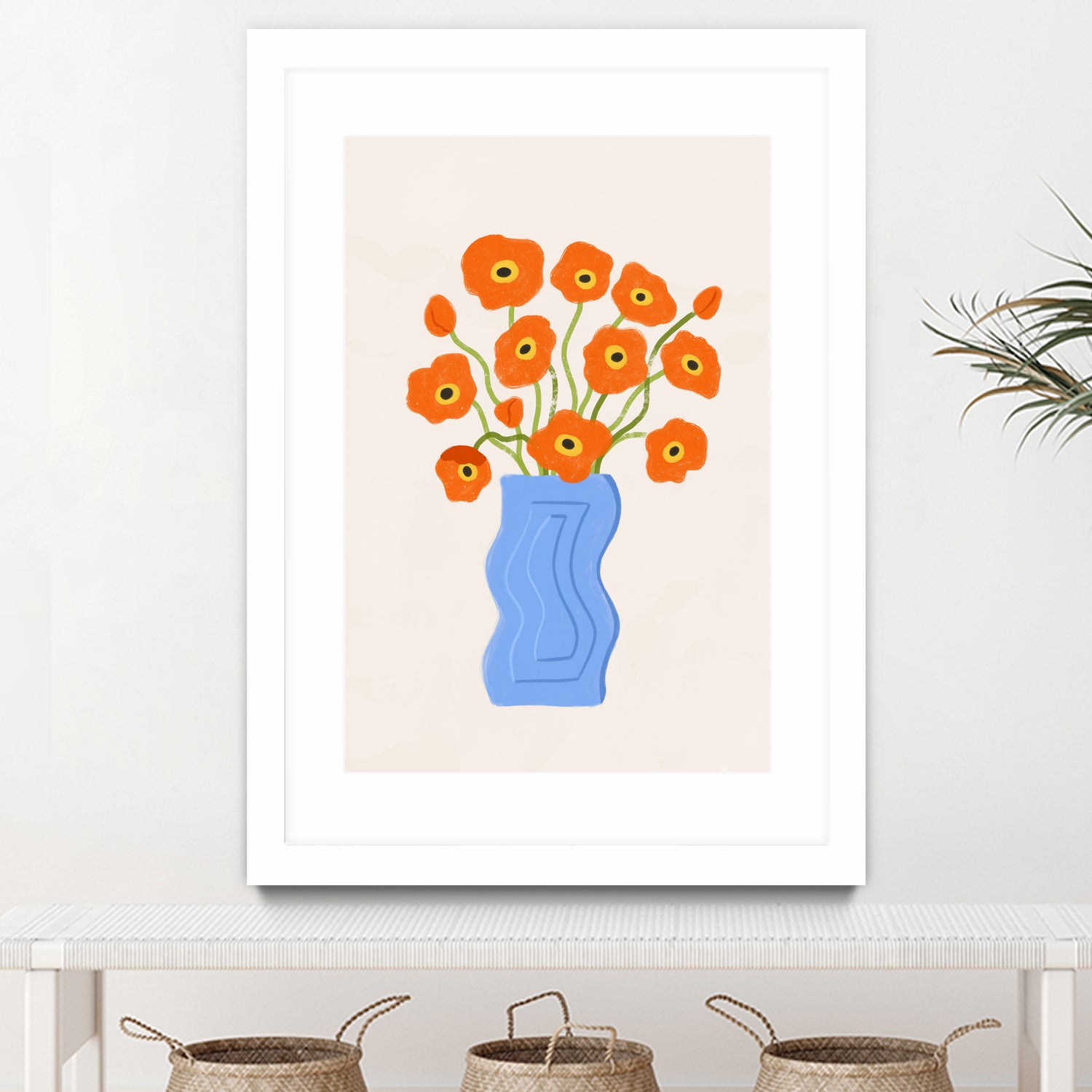 Poppies In Blue Vase by Katarzyna Gąsiorowska on GIANT ART - modern floral artwork flowers and plants modern floral artwork