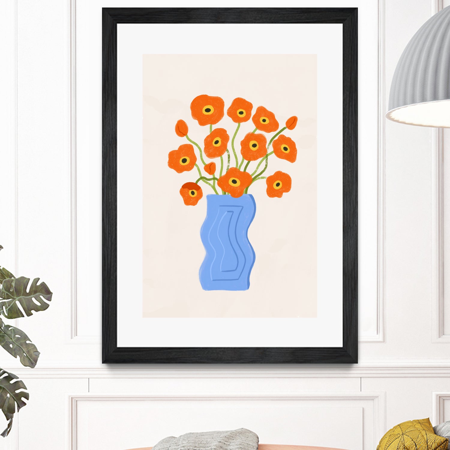 Poppies In Blue Vase by Katarzyna Gąsiorowska on GIANT ART - modern floral artwork flowers and plants modern floral artwork