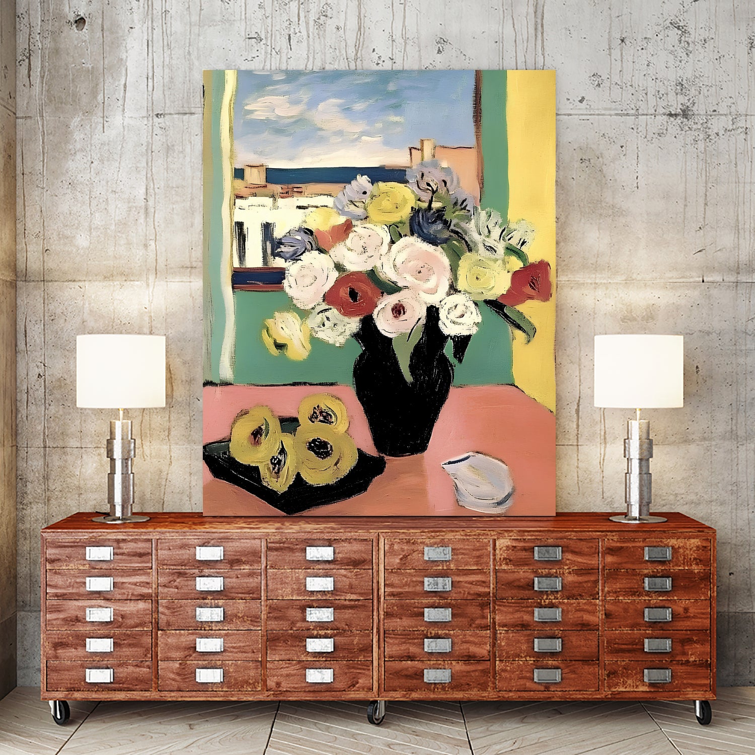 Floral Arrangement In A Black Vase by Avanesova Elena on GIANT ART - modern art painting flowers and plants modern art painting