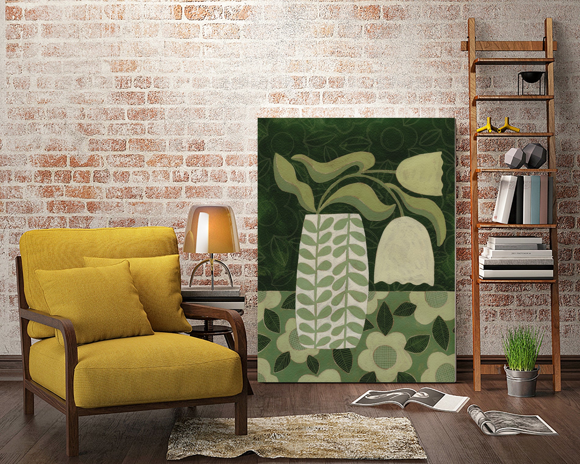 Green Tulip Still Life by Susan Black on GIANT ART - flowers and plants vintage floral art