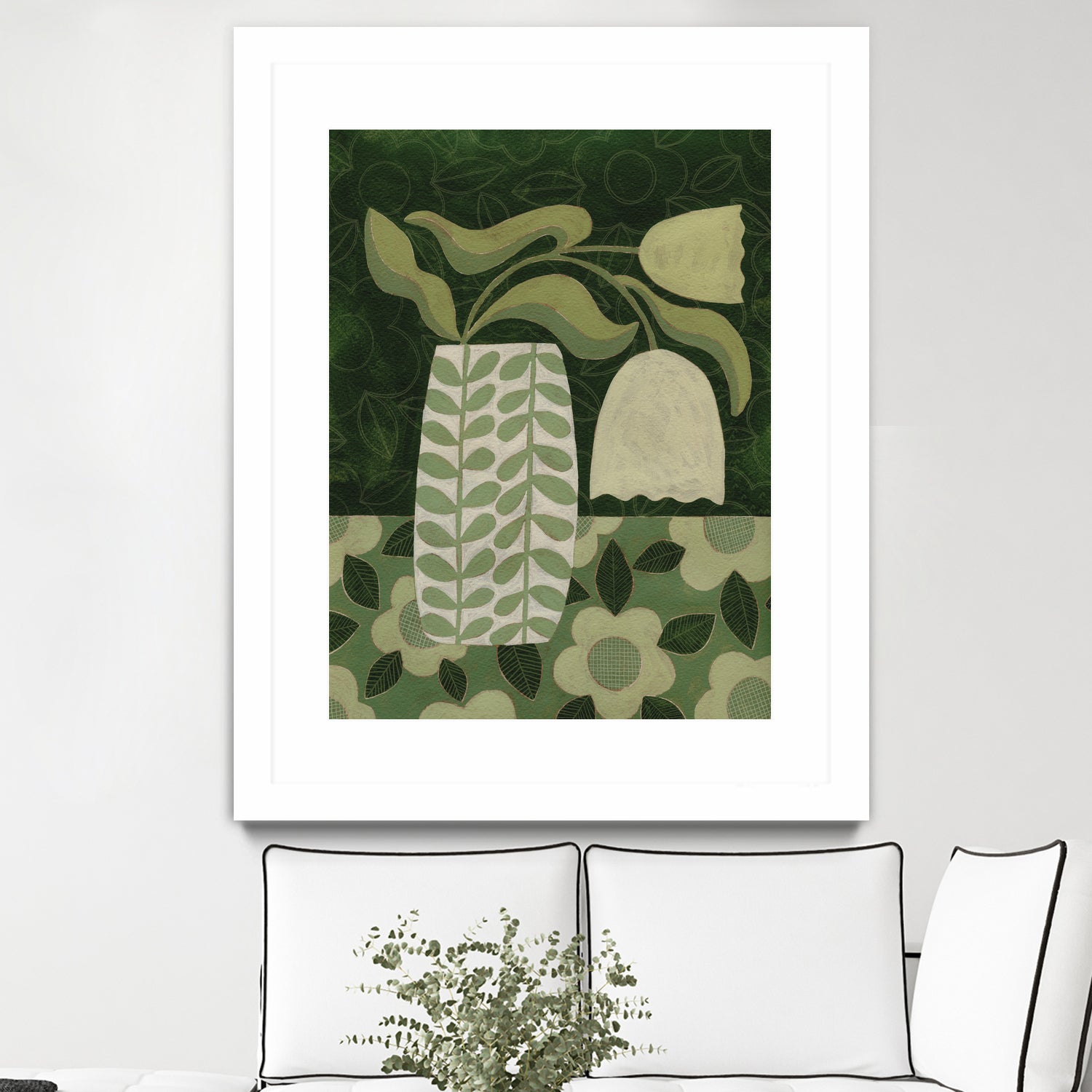 Green Tulip Still Life by Susan Black on GIANT ART - flowers and plants vintage floral art