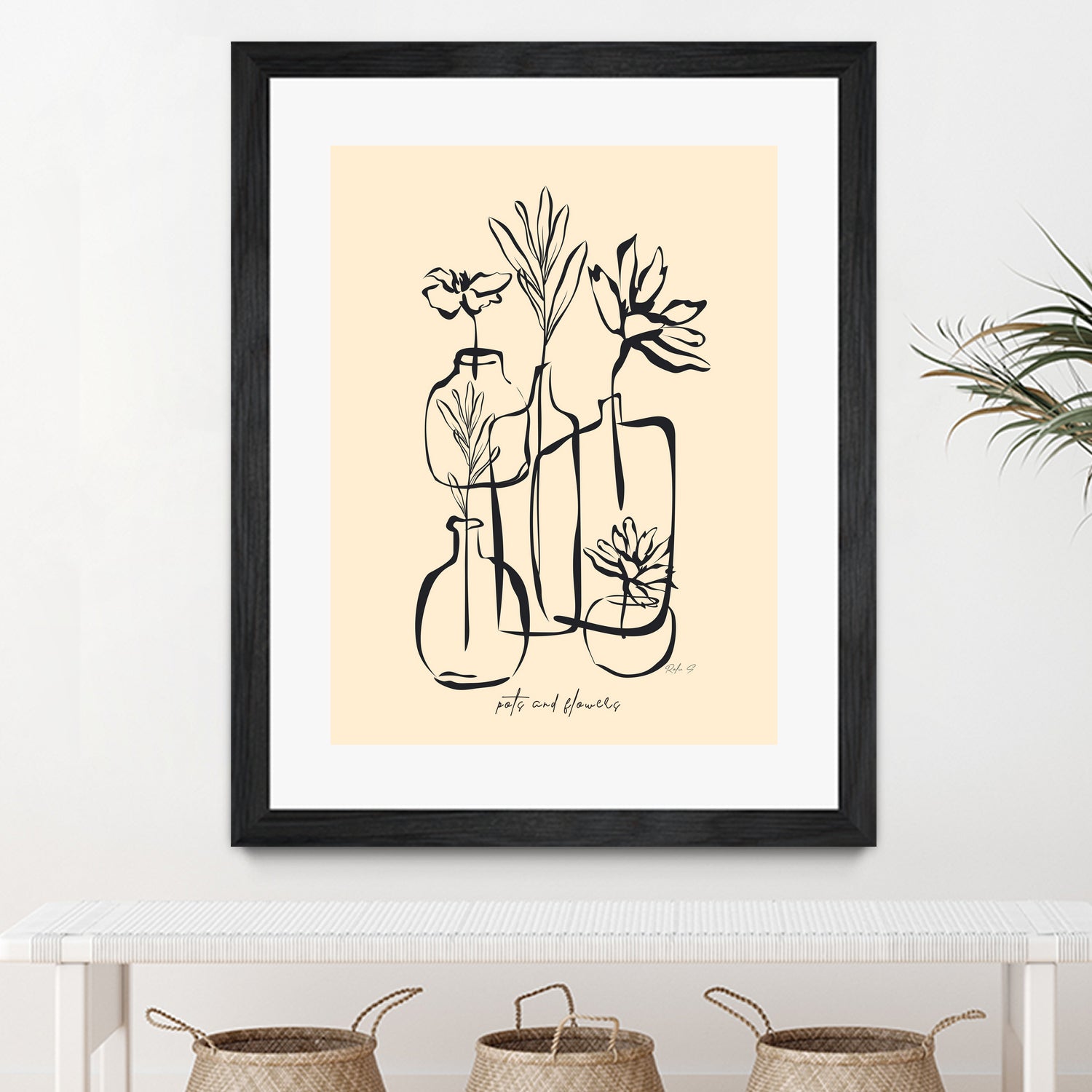 Pots And Flowers by Ralu S on GIANT ART - flowers and plants botanical line art