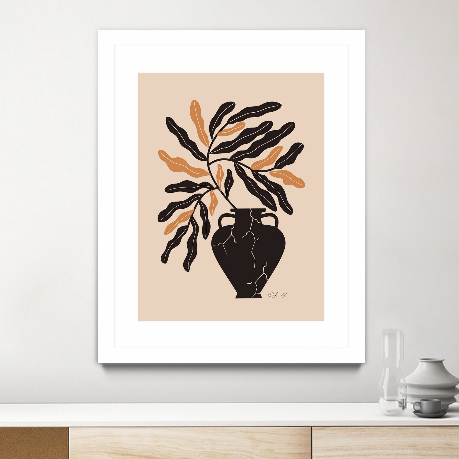 Gentle Life In A Broken Vase by Ralu S on GIANT ART - flowers and plants mid-century modern art