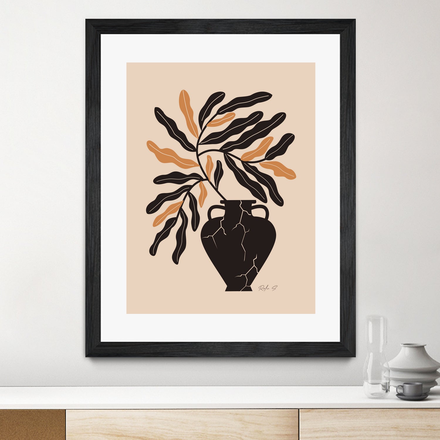 Gentle Life In A Broken Vase by Ralu S on GIANT ART - flowers and plants mid-century modern art