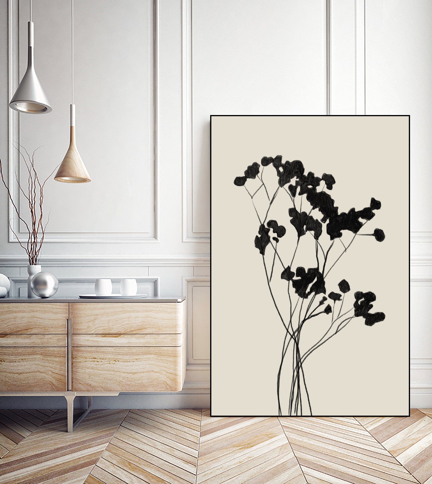 Modern Plant by THE MIUUS STUDIO on GIANT ART - black