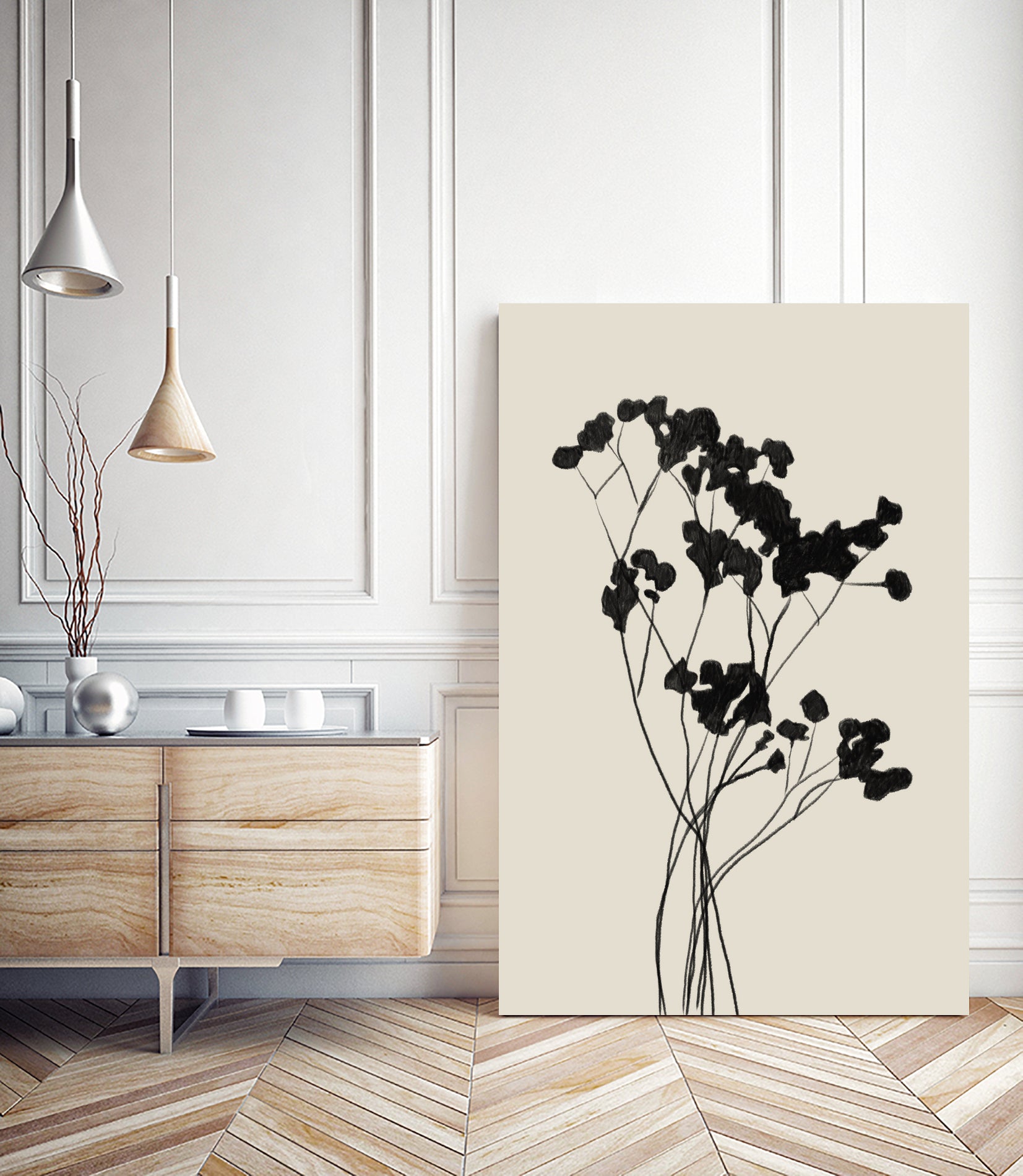 Modern Plant by THE MIUUS STUDIO on GIANT ART - black