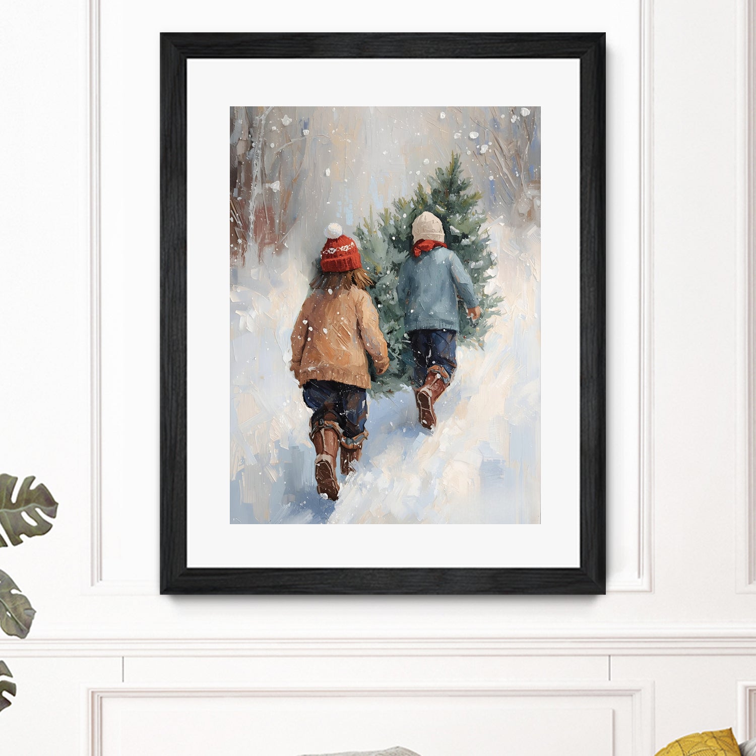 Kinder tragen Tanne im SchneegestApber by Ohkimiko on GIANT ART - kids kinder im schnee