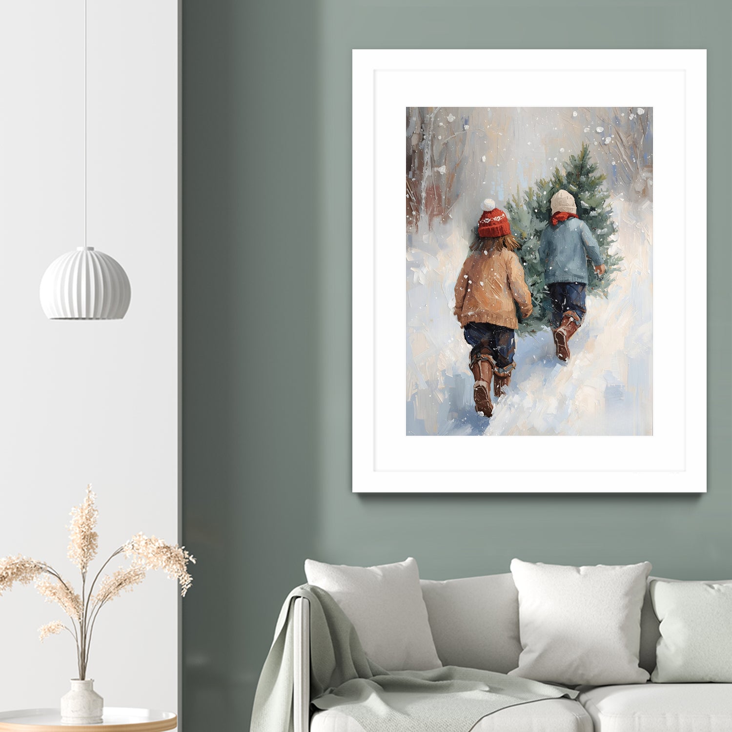 Kinder tragen Tanne im SchneegestApber by Ohkimiko on GIANT ART - kids kinder im schnee