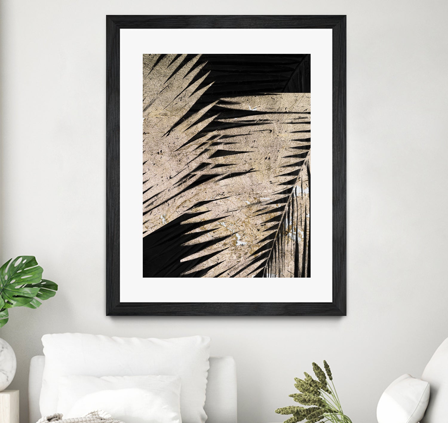 Neutral Palmas on Black I by Patricia Pinto on GIANT ART - palms palmas