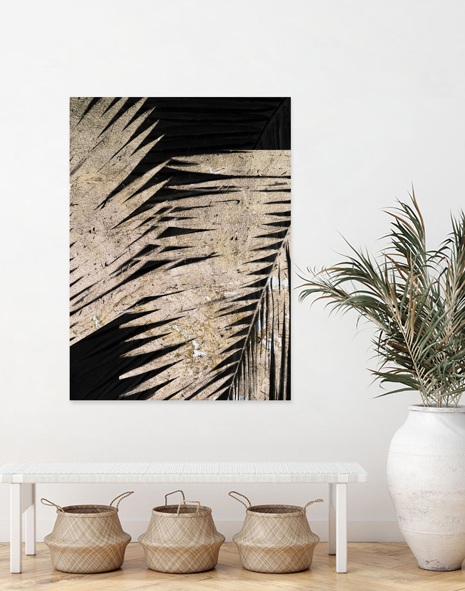 Neutral Palmas on Black I by Patricia Pinto on GIANT ART - palms palmas