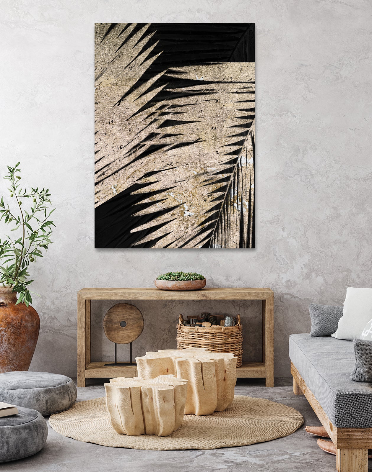 Neutral Palmas on Black I by Patricia Pinto on GIANT ART - palms palmas