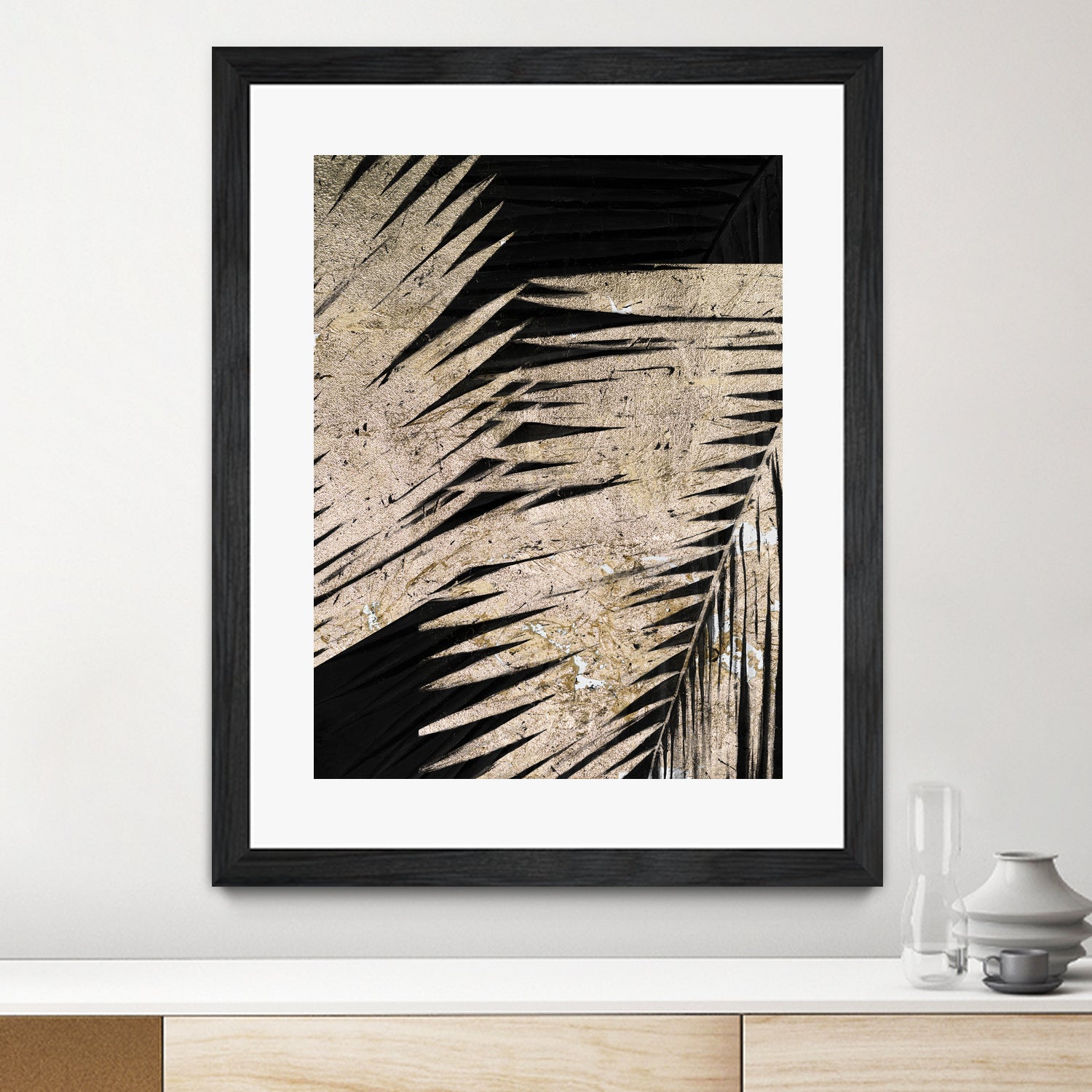 Neutral Palmas on Black I by Patricia Pinto on GIANT ART - palms palmas