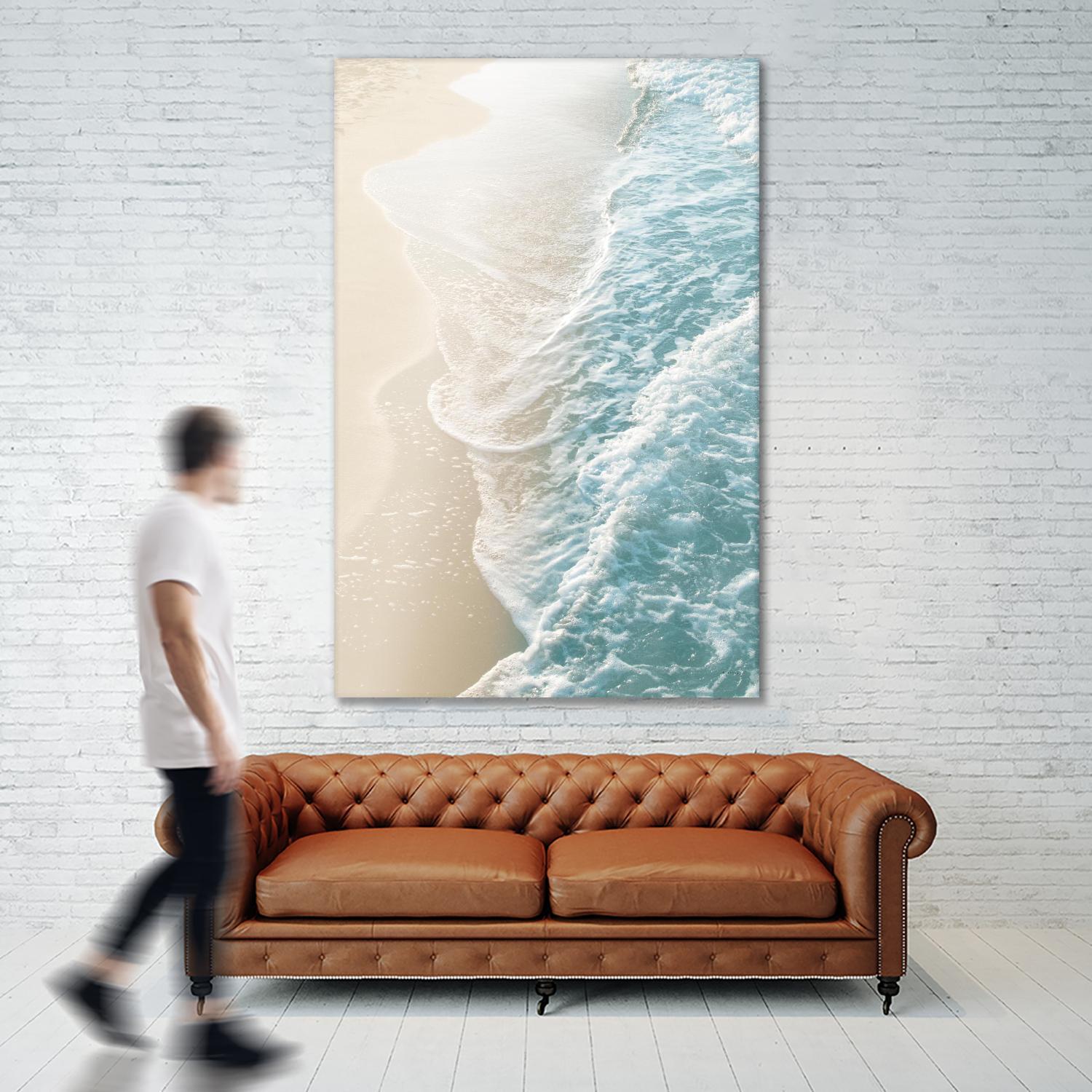 Soft Teal Gold Ocean Dream Waves #1 #water #decor #art by Anita's & Bella's Art on GIANT ART - coastal sand