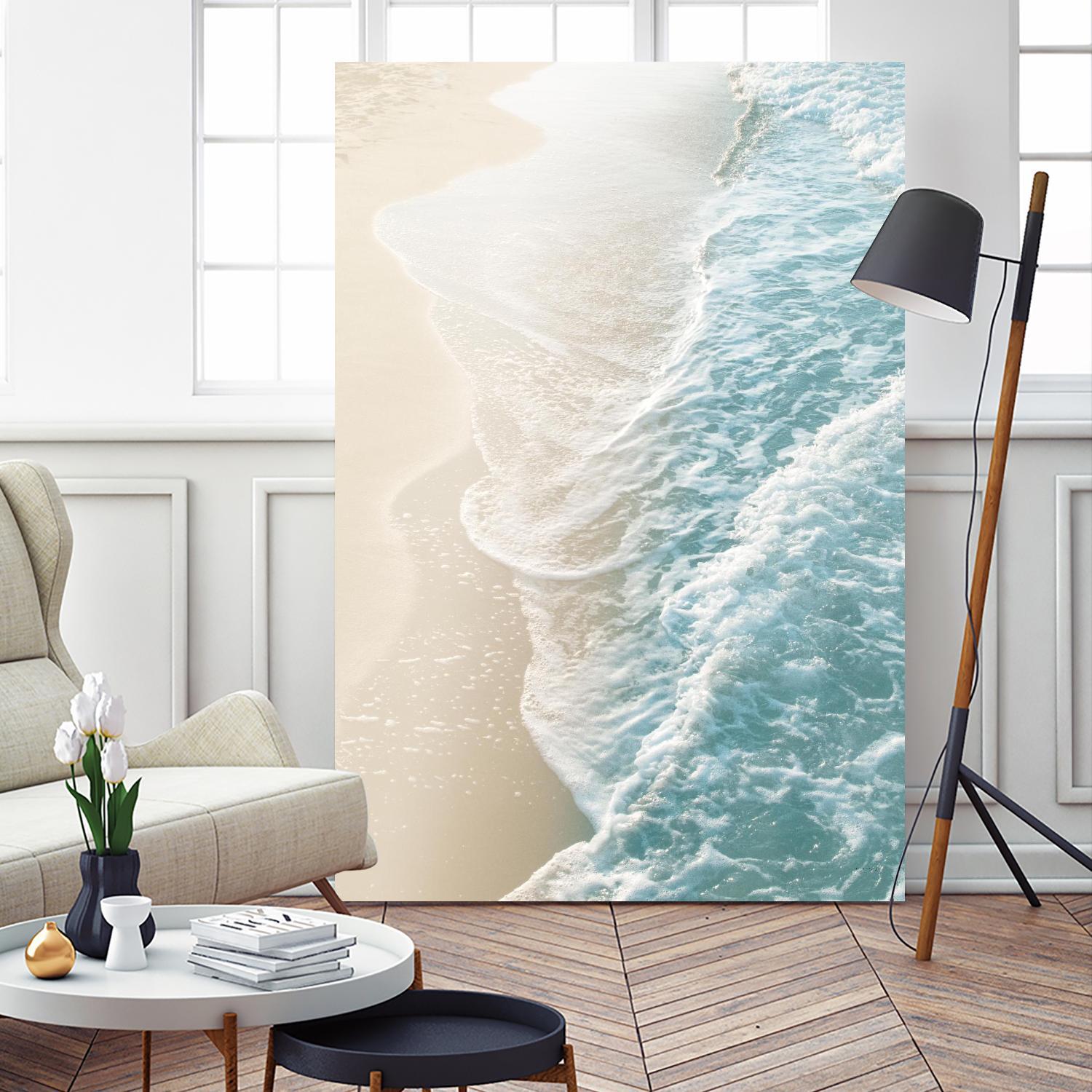Soft Teal Gold Ocean Dream Waves #1 #water #decor #art by Anita's & Bella's Art on GIANT ART - coastal sand