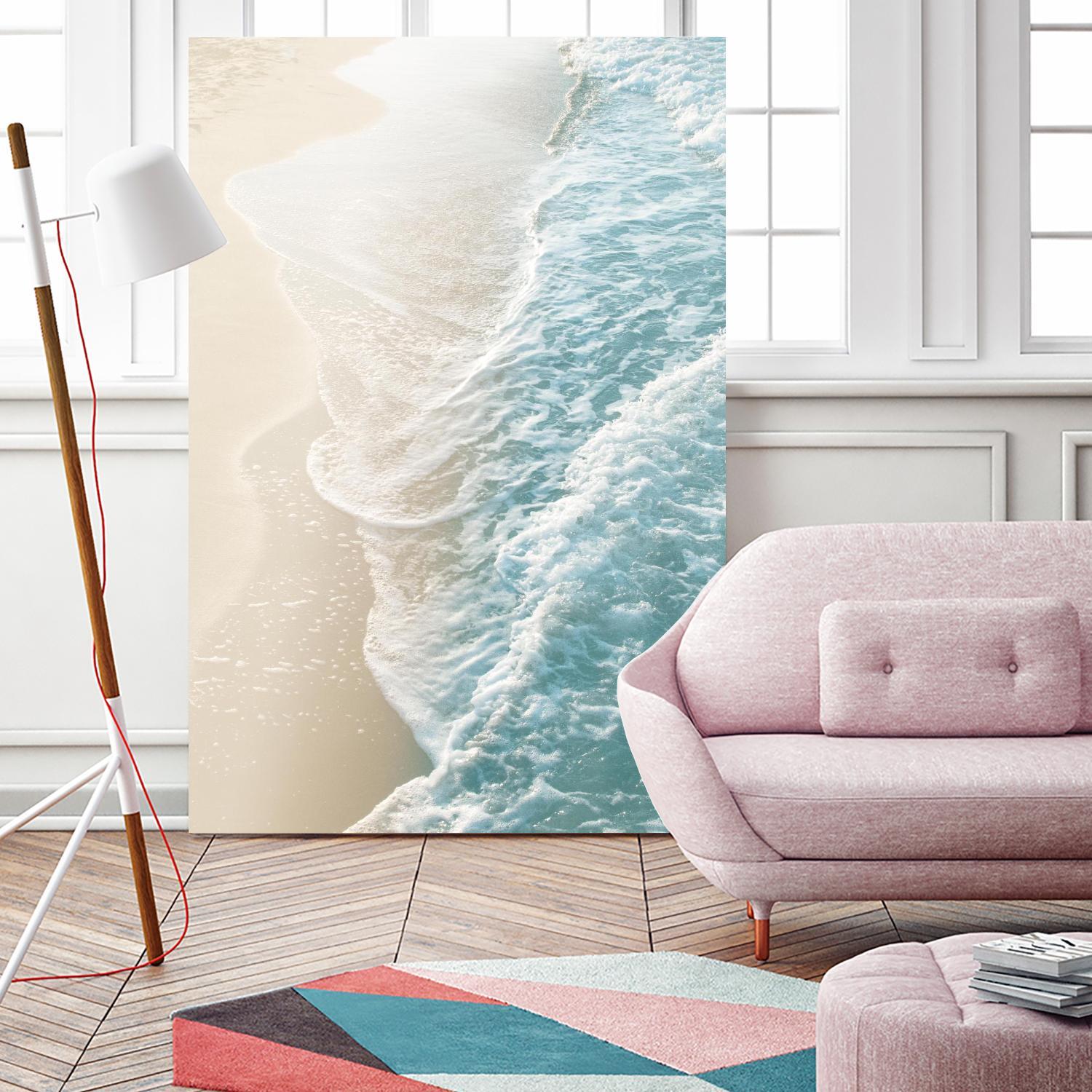 Soft Teal Gold Ocean Dream Waves #1 #water #decor #art by Anita's & Bella's Art on GIANT ART - coastal sand