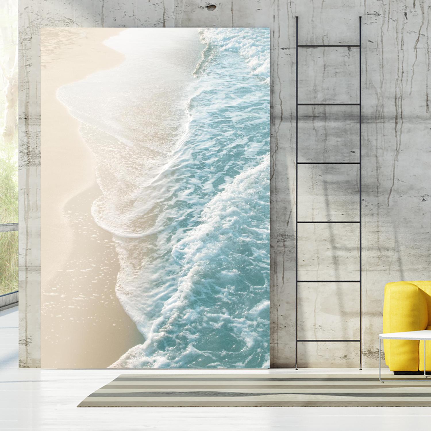 Soft Teal Gold Ocean Dream Waves #1 #water #decor #art by Anita's & Bella's Art on GIANT ART - coastal sand