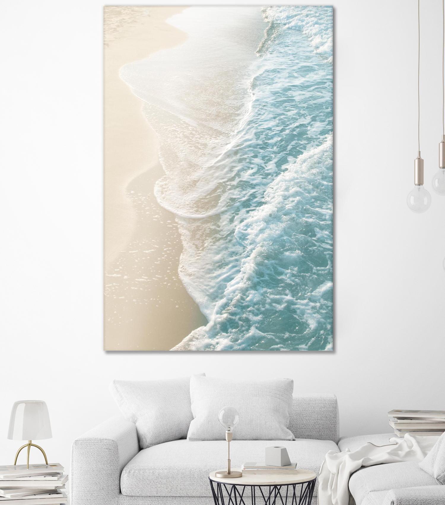 Soft Teal Gold Ocean Dream Waves #1 #water #decor #art by Anita's & Bella's Art on GIANT ART - coastal sand