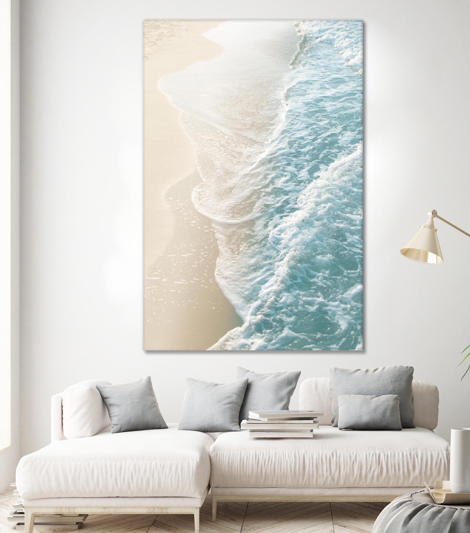 Soft Teal Gold Ocean Dream Waves #1 #water #decor #art by Anita's & Bella's Art on GIANT ART - coastal sand