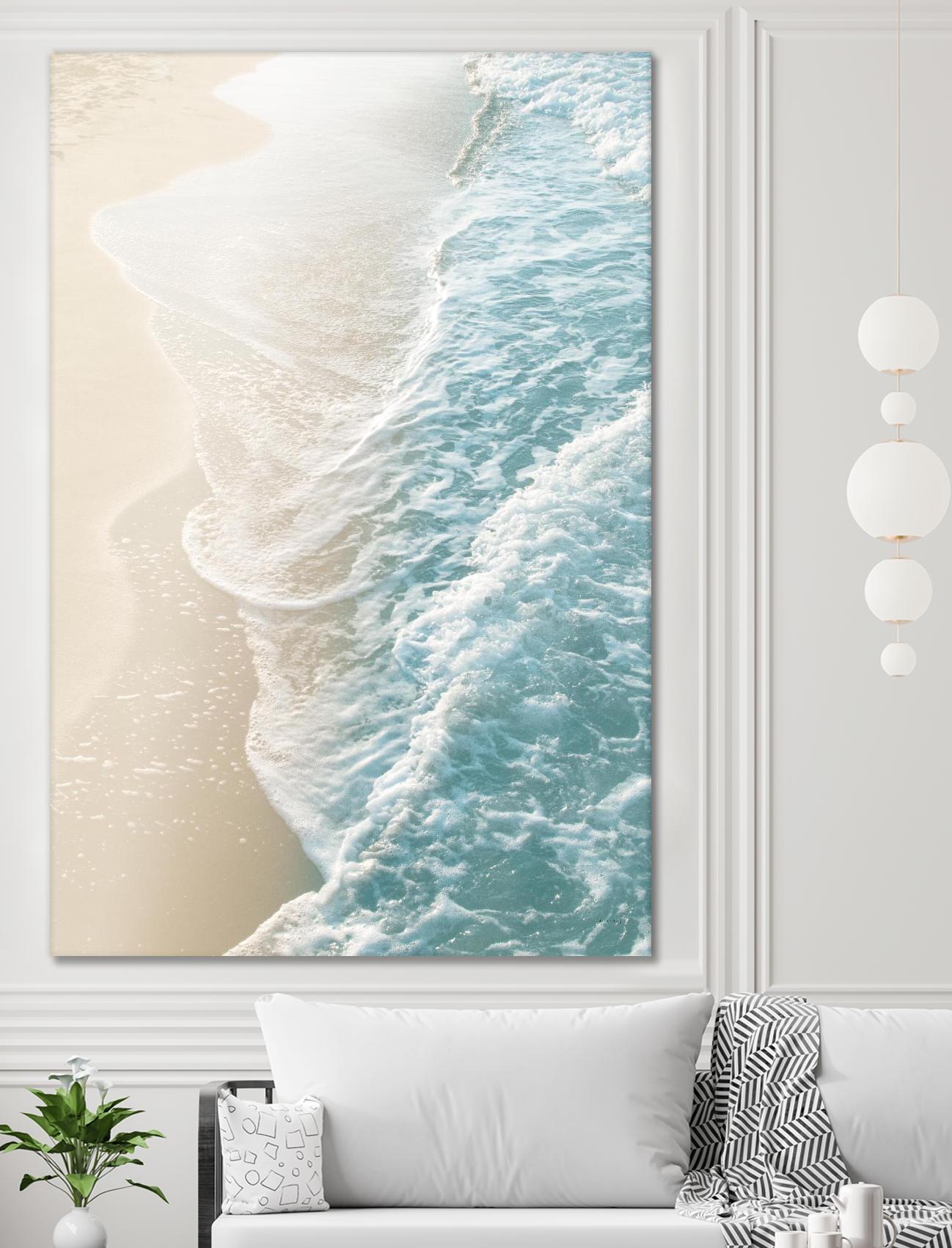 Soft Teal Gold Ocean Dream Waves #1 #water #decor #art by Anita's & Bella's Art on GIANT ART - coastal sand