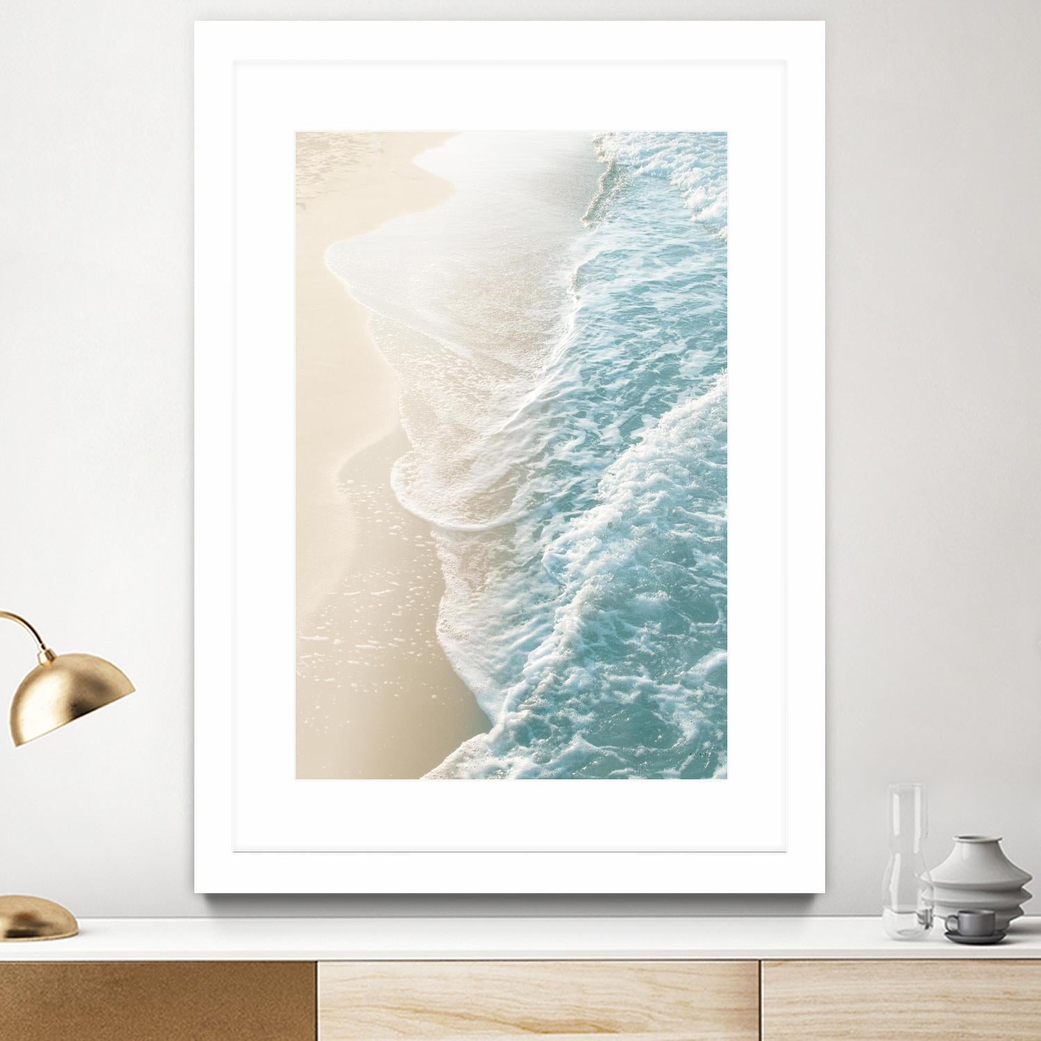 Soft Teal Gold Ocean Dream Waves #1 by Anita's & Bella's Art on GIANT ART - beige coastal sand