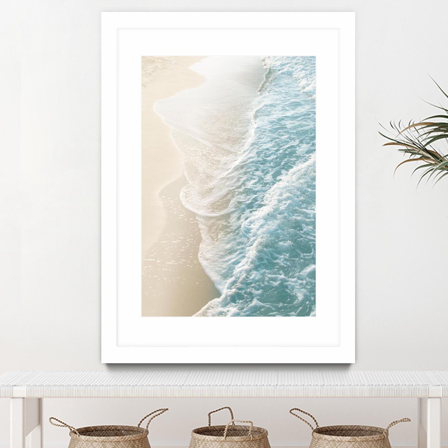 Soft Teal Gold Ocean Dream Waves #1 by Anita's & Bella's Art on GIANT ART - beige coastal sand