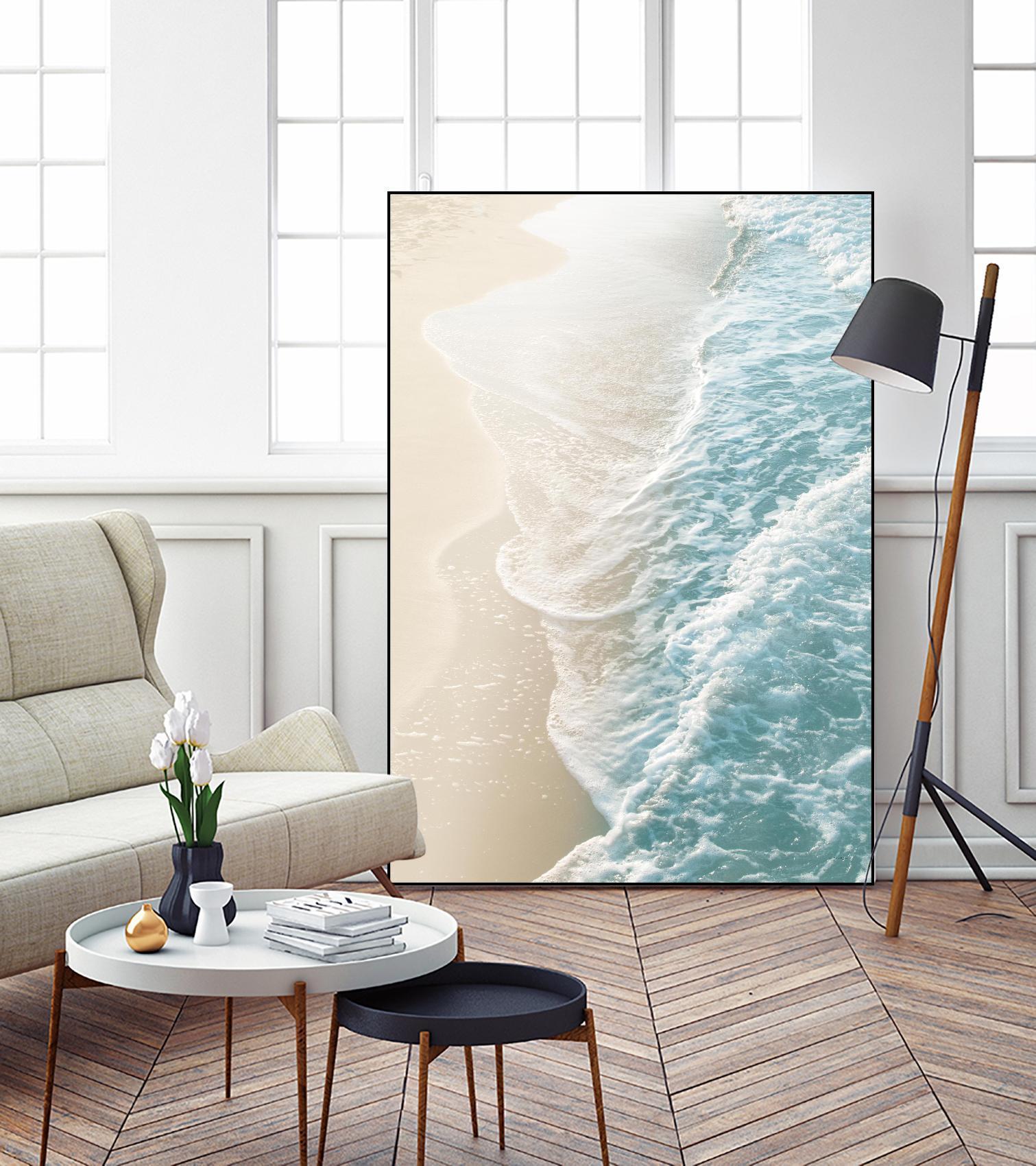 Soft Teal Gold Ocean Dream Waves #1 #water #decor #art by Anita's & Bella's Art on GIANT ART - coastal sand