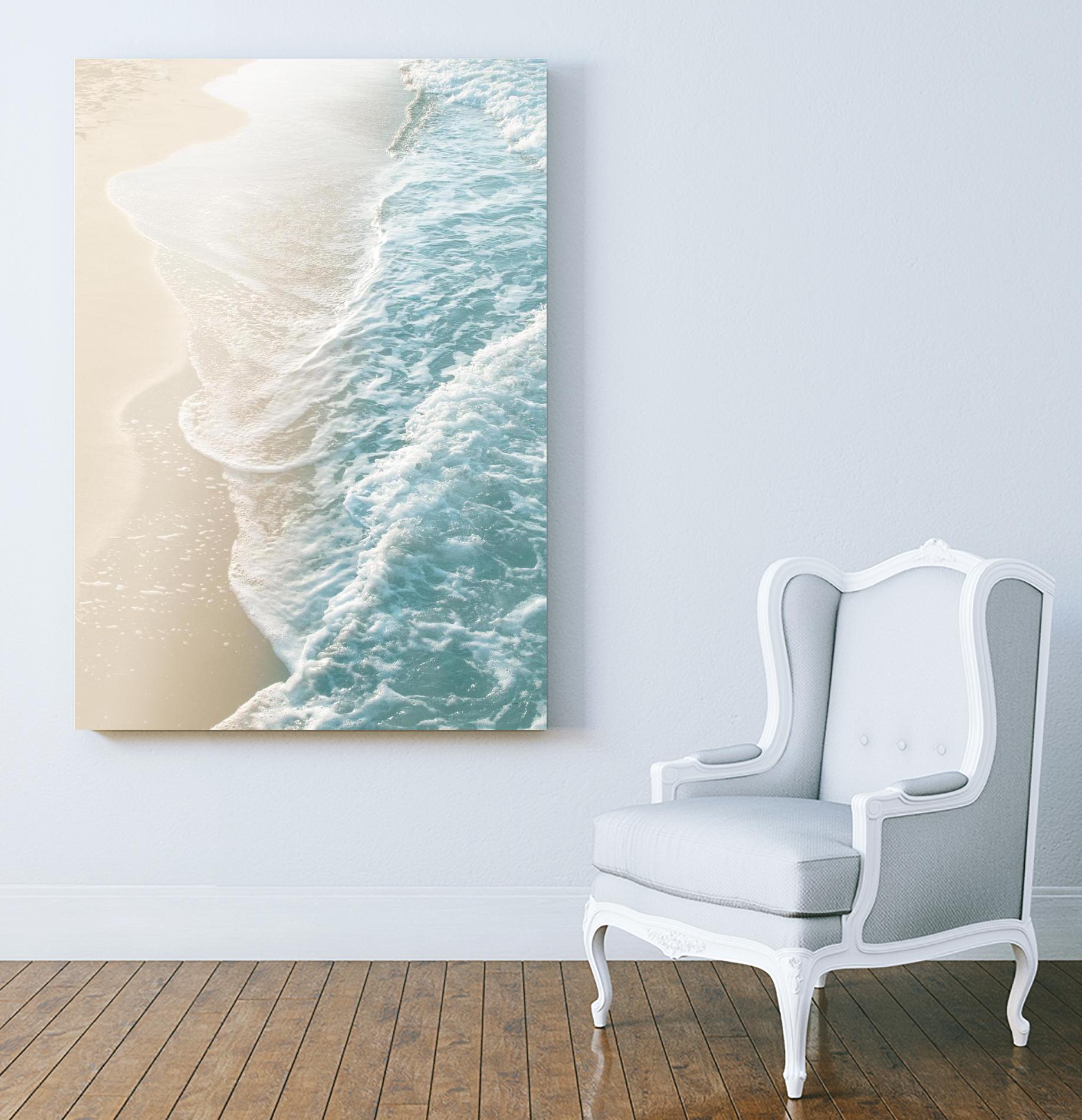 Soft Teal Gold Ocean Dream Waves #1 by Anita's & Bella's Art on GIANT ART - beige coastal sand