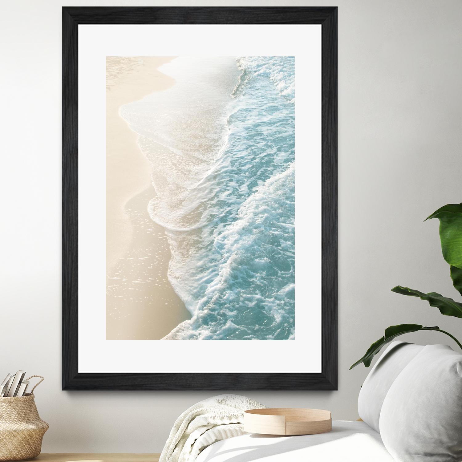 Soft Teal Gold Ocean Dream Waves #1 by Anita's & Bella's Art on GIANT ART - beige coastal sand