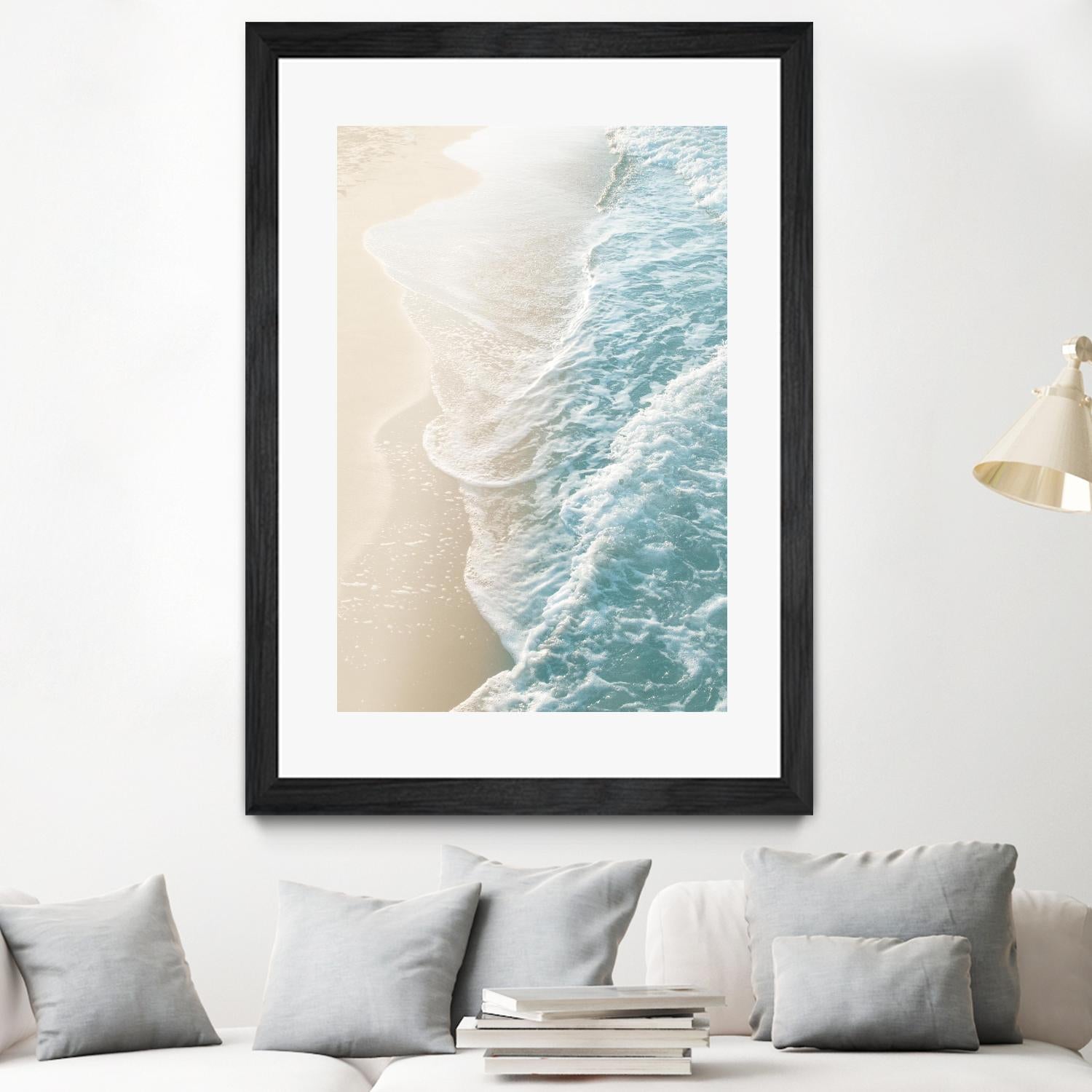 Soft Teal Gold Ocean Dream Waves #1 by Anita's & Bella's Art on GIANT ART - beige coastal sand