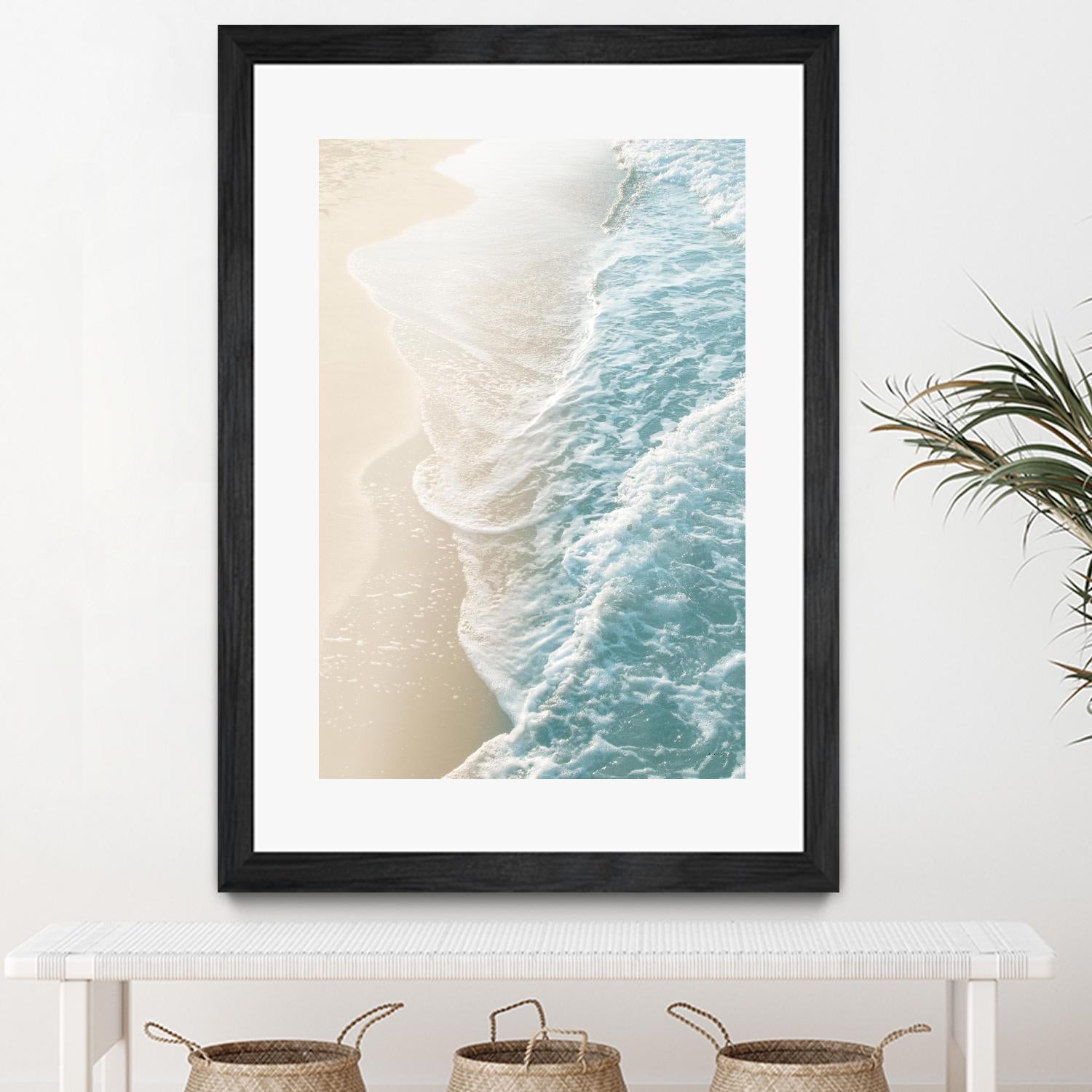 Soft Teal Gold Ocean Dream Waves #1 by Anita's & Bella's Art on GIANT ART - beige coastal sand