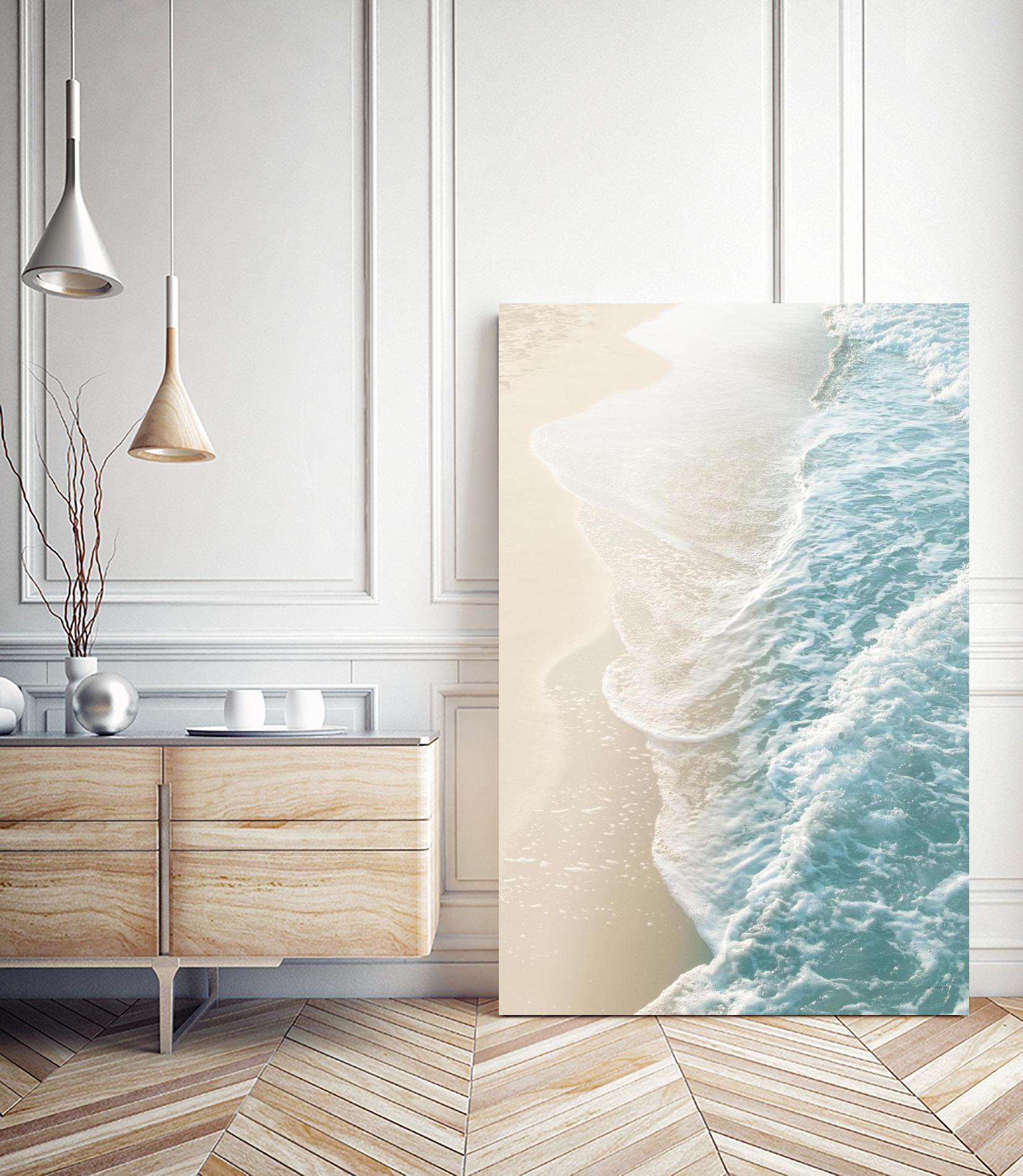 Soft Teal Gold Ocean Dream Waves #1 by Anita's & Bella's Art on GIANT ART - beige coastal sand