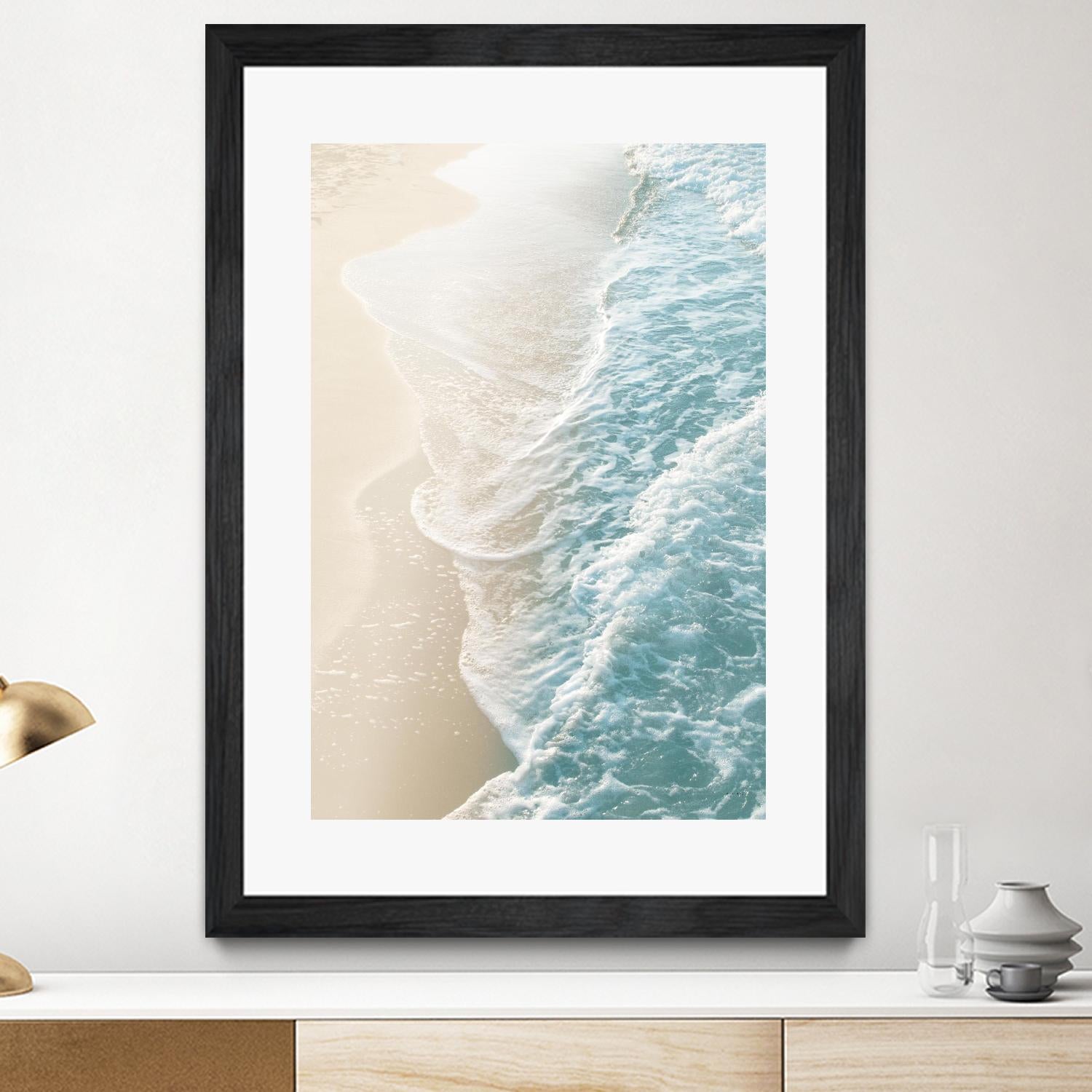 Soft Teal Gold Ocean Dream Waves #1 by Anita's & Bella's Art on GIANT ART - beige coastal sand