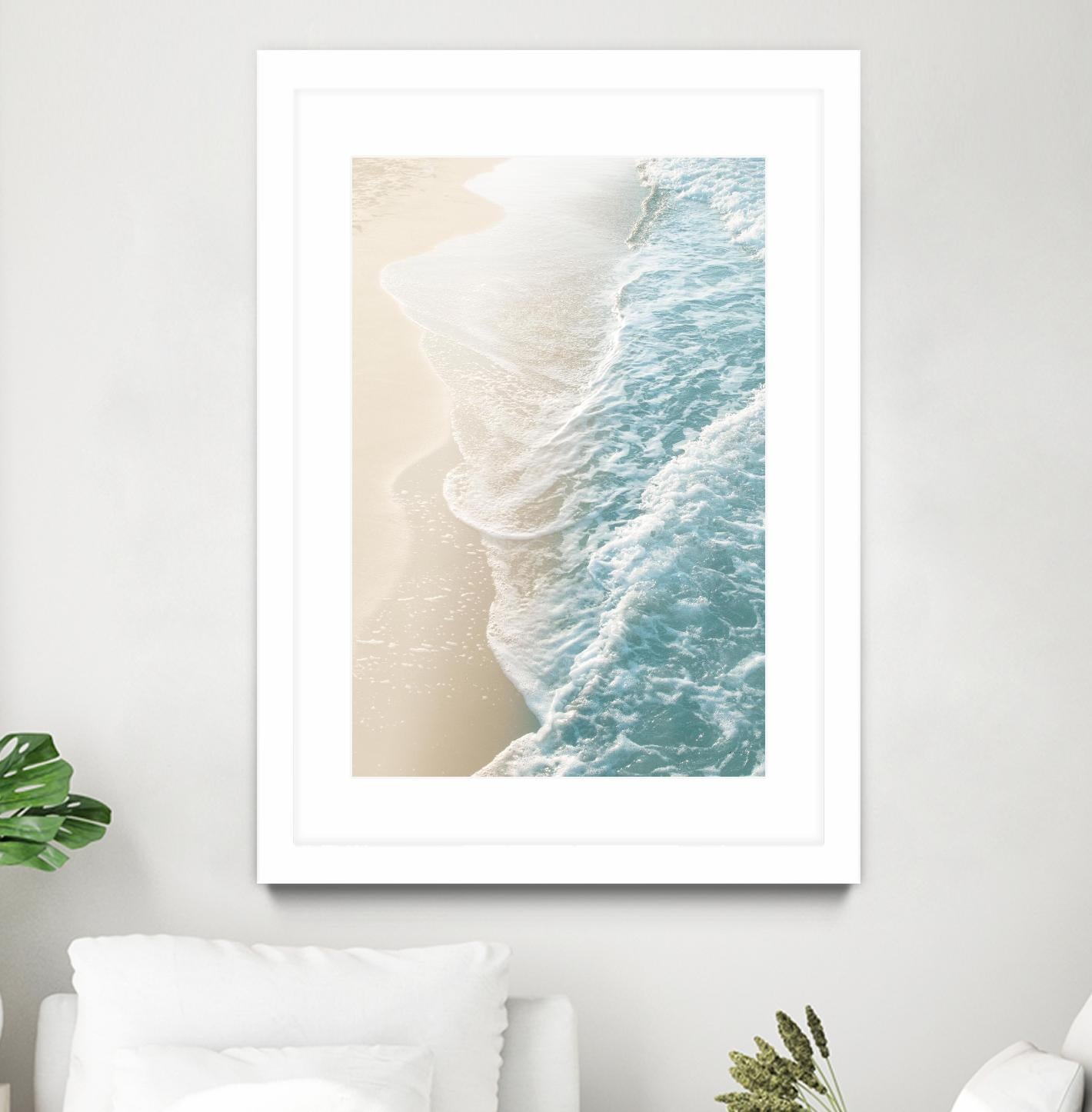 Soft Teal Gold Ocean Dream Waves #1 by Anita's & Bella's Art on GIANT ART - beige coastal sand