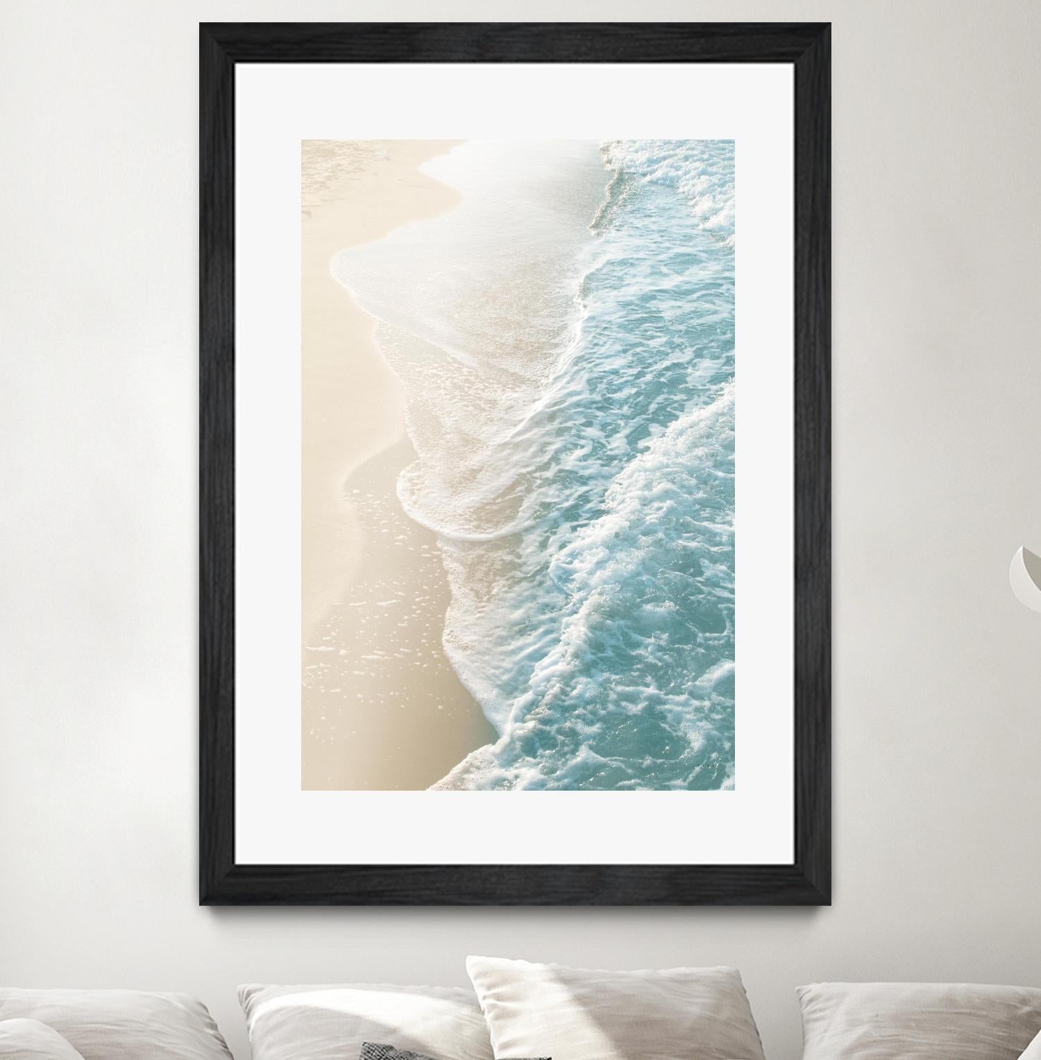 Soft Teal Gold Ocean Dream Waves #1 by Anita's & Bella's Art on GIANT ART - beige coastal sand