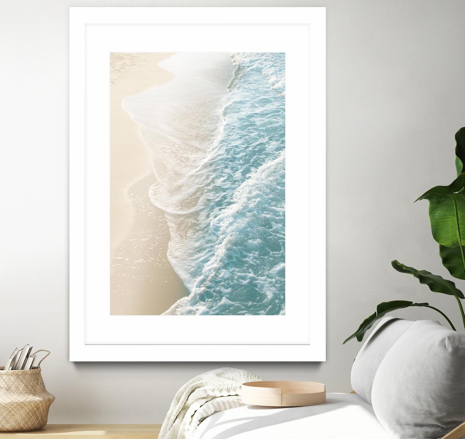 Soft Teal Gold Ocean Dream Waves #1 by Anita's & Bella's Art on GIANT ART - beige coastal sand
