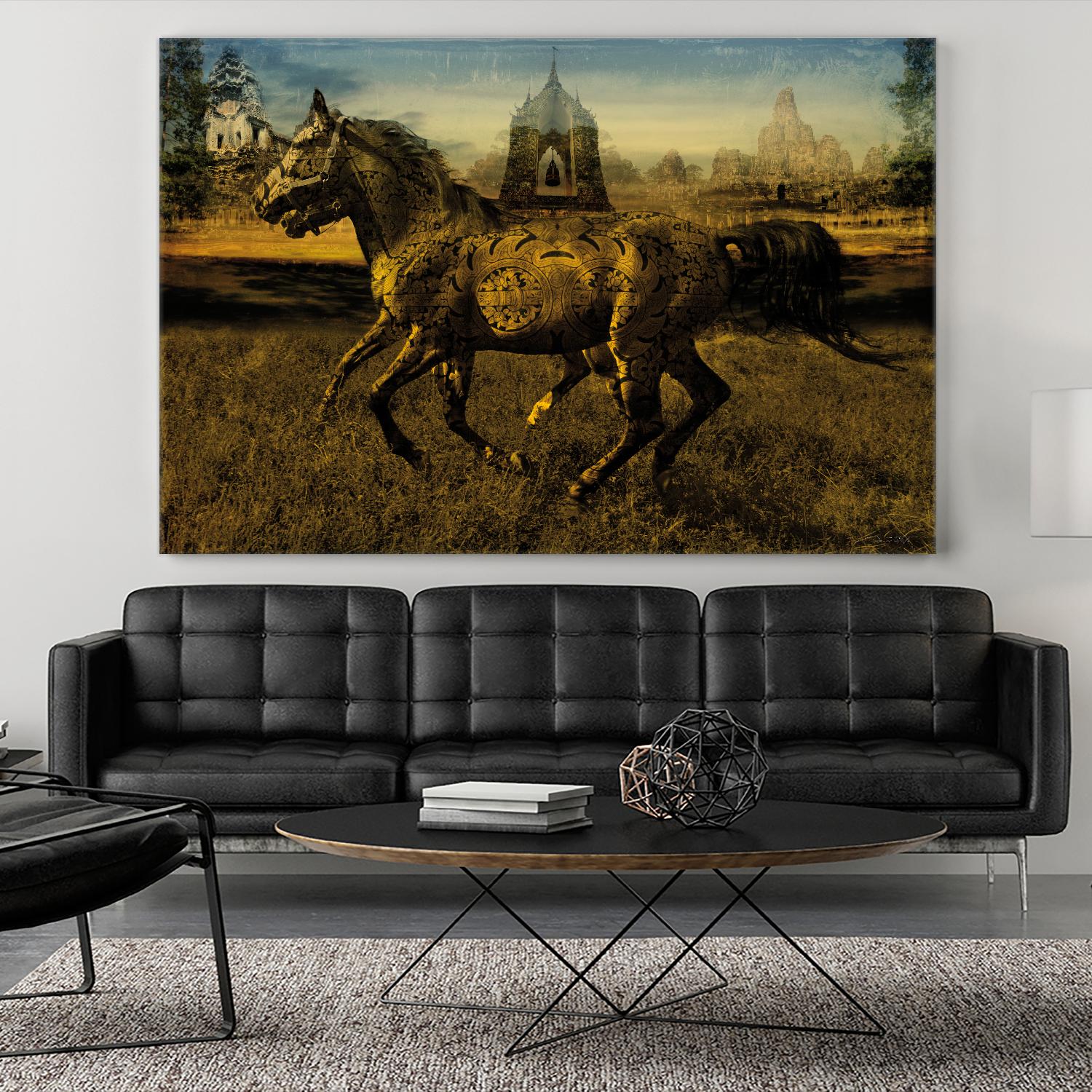 2 Horses by Daniel Stanford on GIANT ART - gold animals exotique