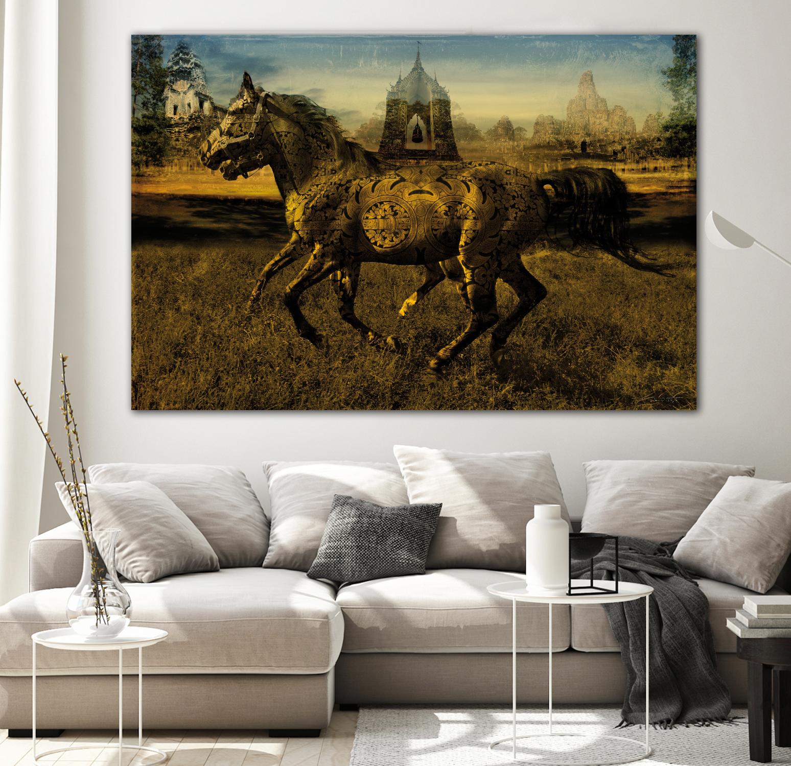 2 Horses by Daniel Stanford on GIANT ART - gold animals exotique