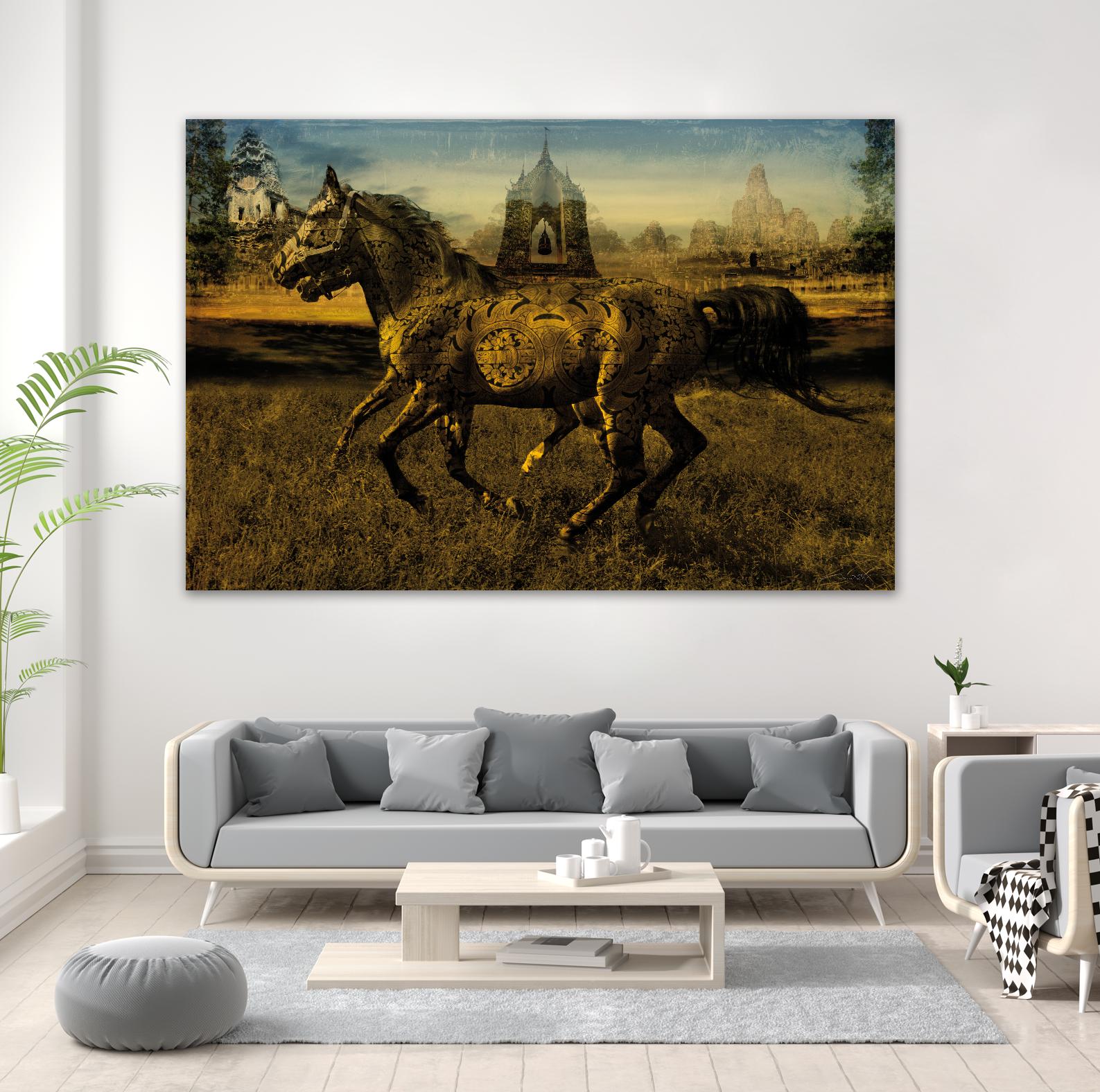 2 Horses by Daniel Stanford on GIANT ART - gold animals exotique