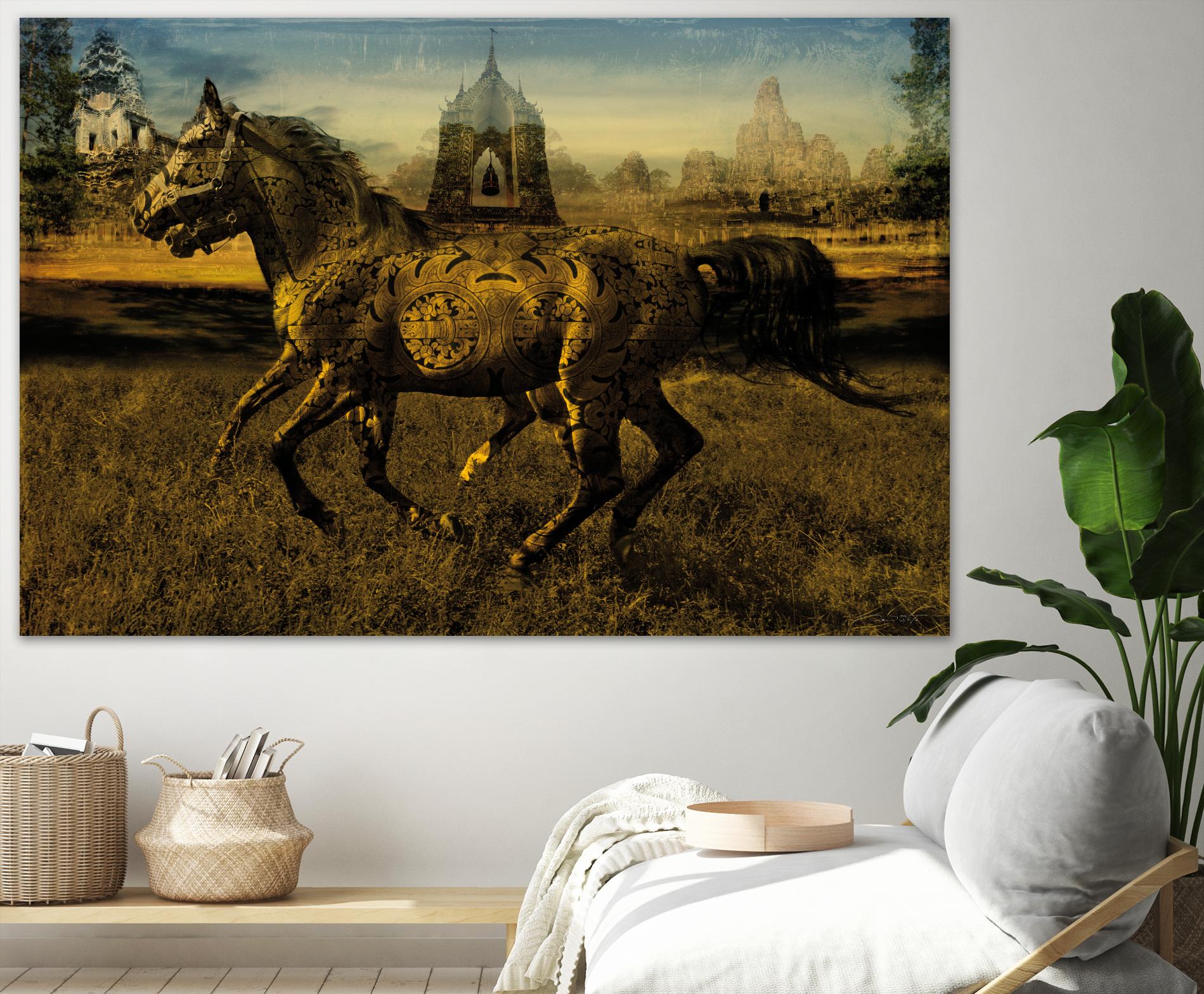 2 Horses by Daniel Stanford on GIANT ART - gold animals exotique
