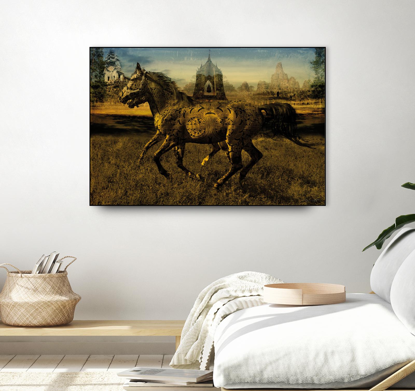 2 Horses by Daniel Stanford on GIANT ART - gold animals exotique