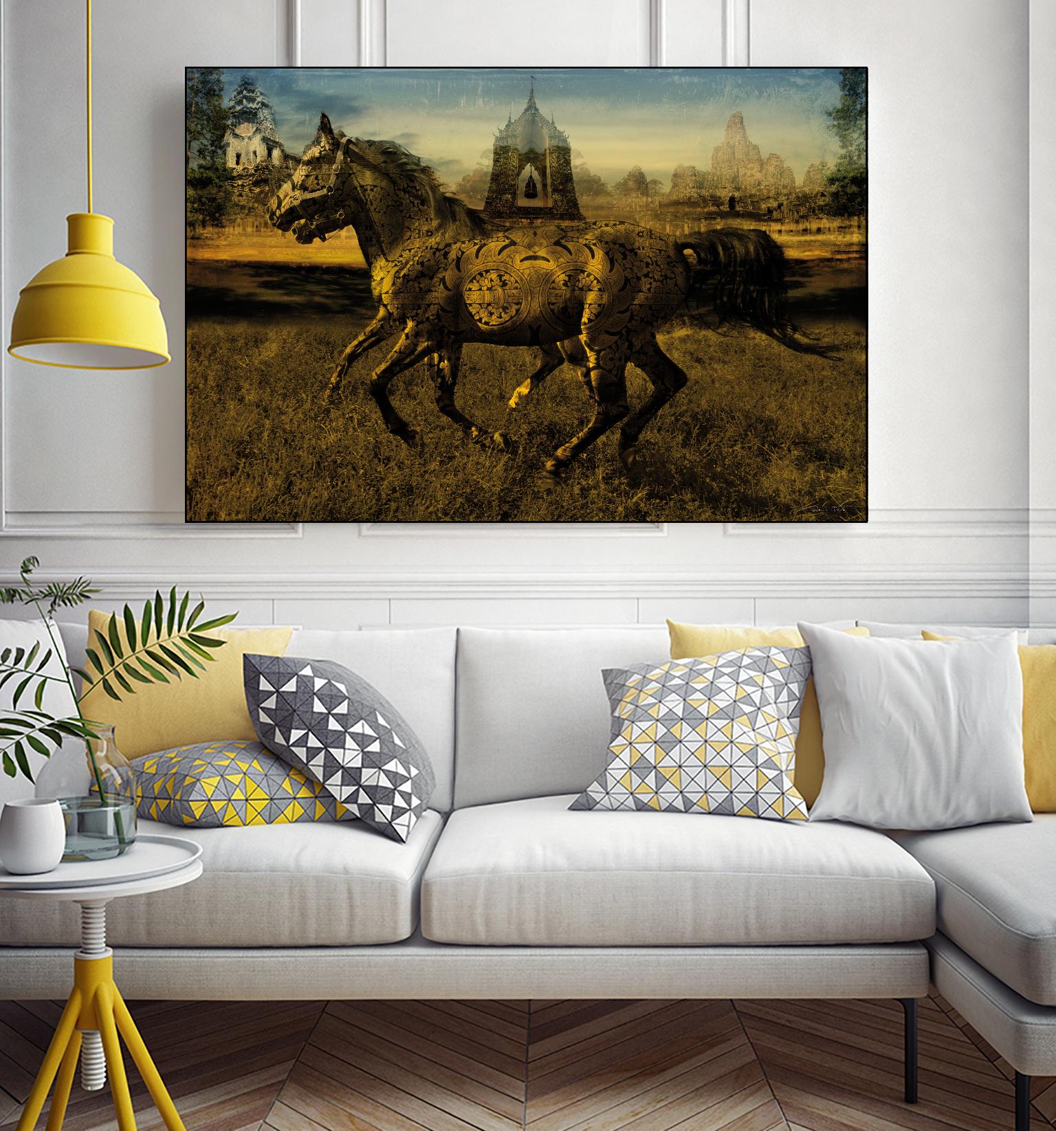 2 Horses by Daniel Stanford on GIANT ART - gold animals exotique