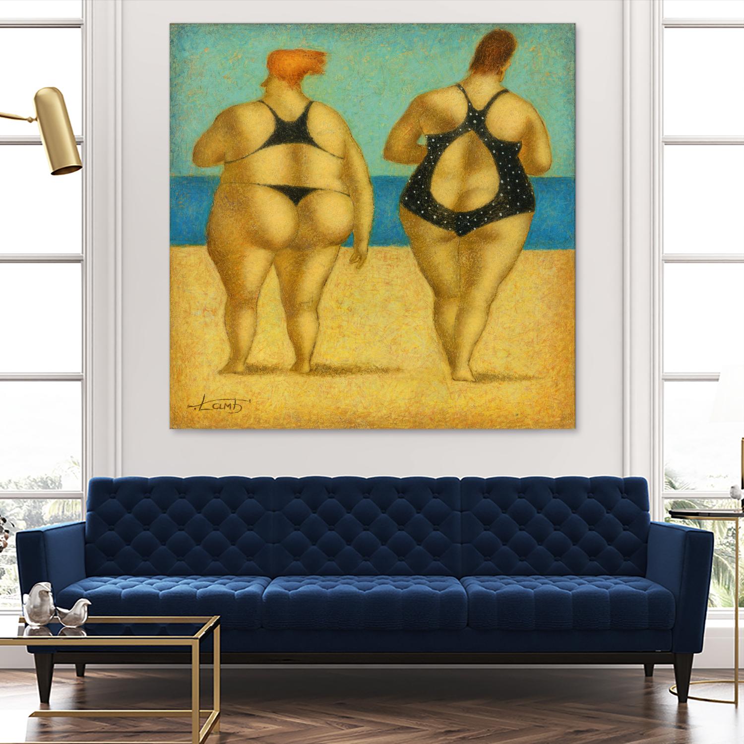 2 on the beach by Steven Lamb on GIANT ART - beige men and women