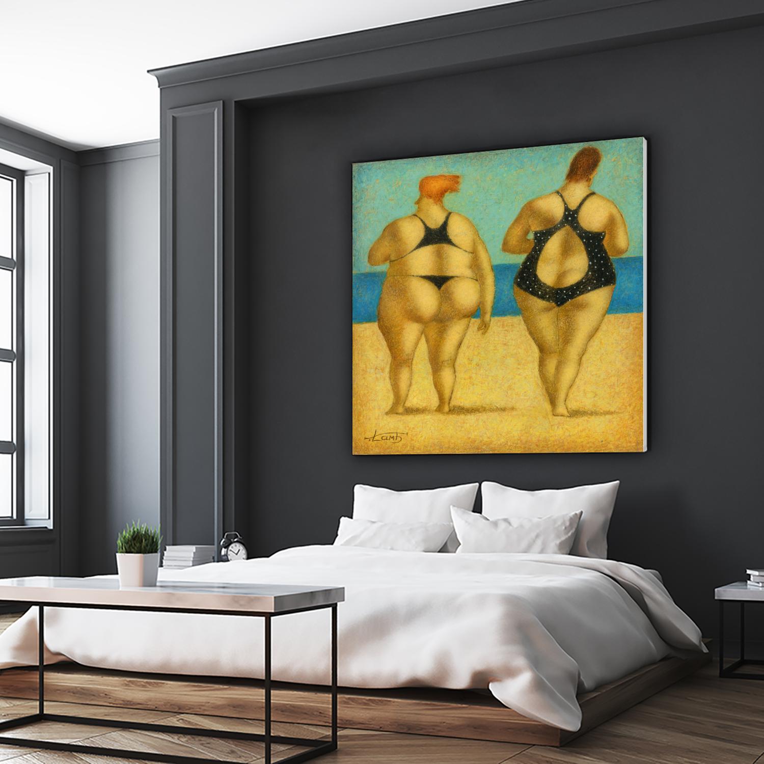 2 on the beach by Steven Lamb on GIANT ART - beige men and women