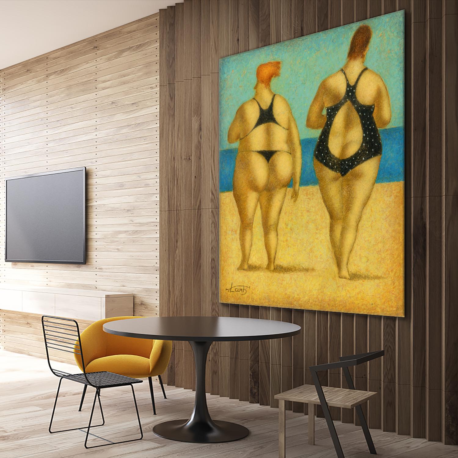 2 on the beach by Steven Lamb on GIANT ART - beige men and women
