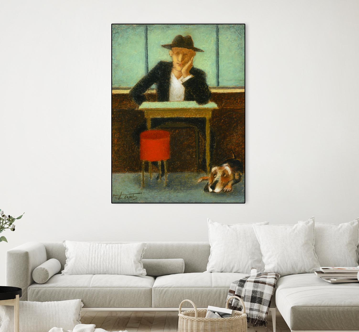 2 in a cafe shop by Steven Lamb on GIANT ART - brown men and women